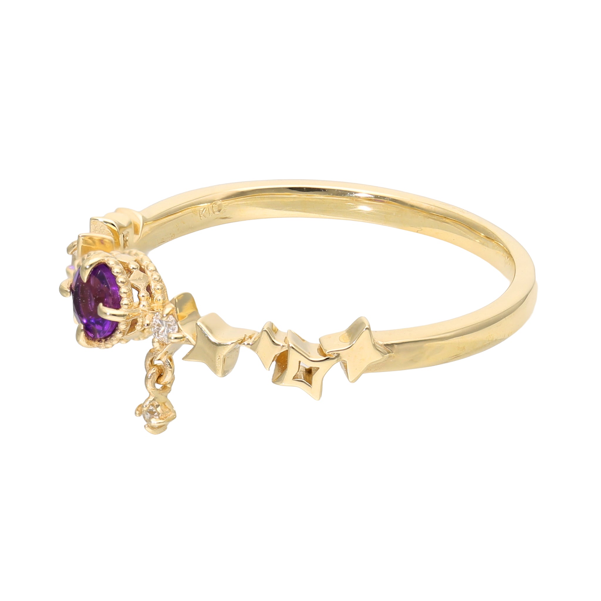 アメシスト/ダイヤモンド K10リング(星モチーフ/2月誕生石)《25V02307》