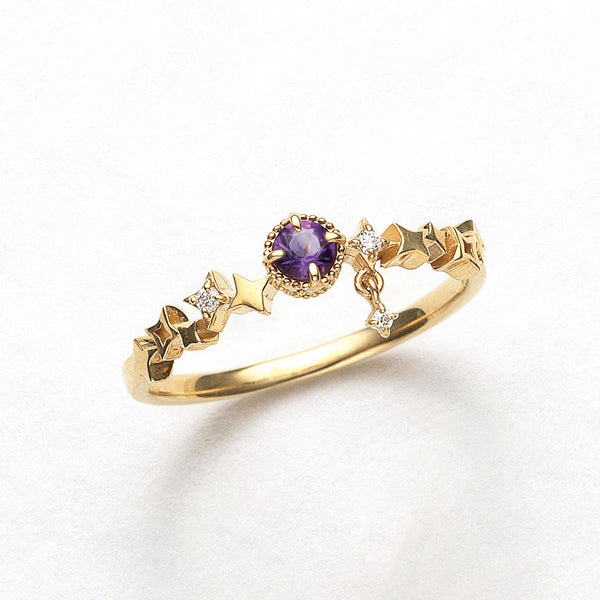 アメシスト/ダイヤモンド K10リング(星モチーフ/2月誕生石)《25V02307