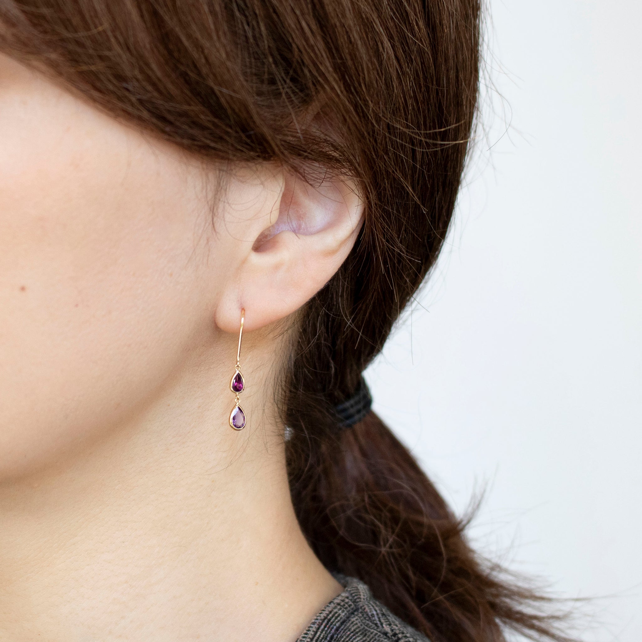 アメシスト/ガーネット K18ピアス(2月誕生石)《25V02311》