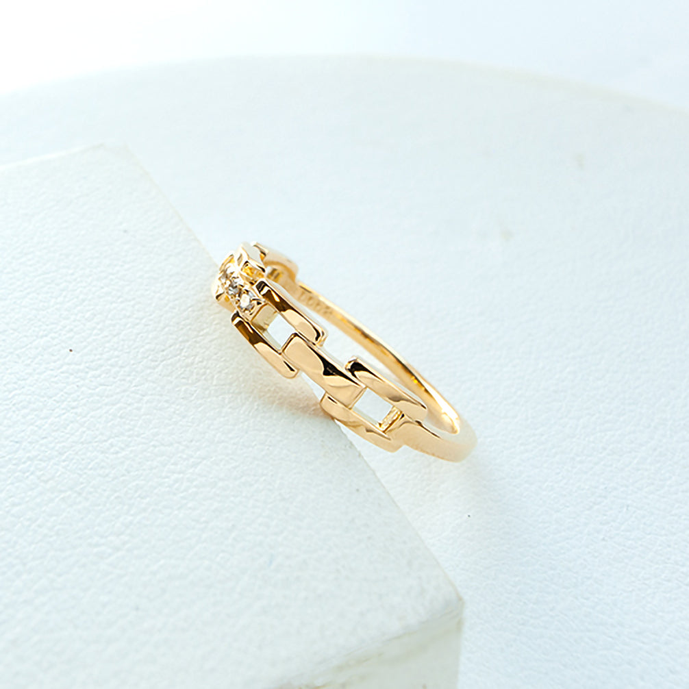 ダイヤモンド K18リング(チェーンモチーフ/4月誕生石)《25V02606》