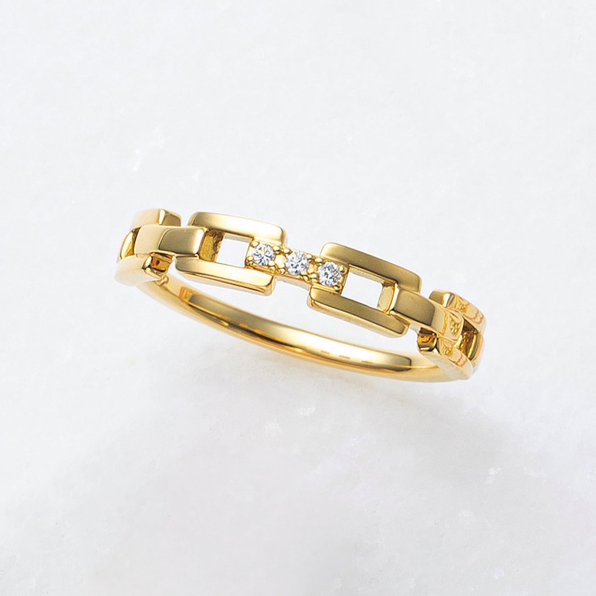 ダイヤモンド K18リング(チェーンモチーフ/4月誕生石)《25V02606》