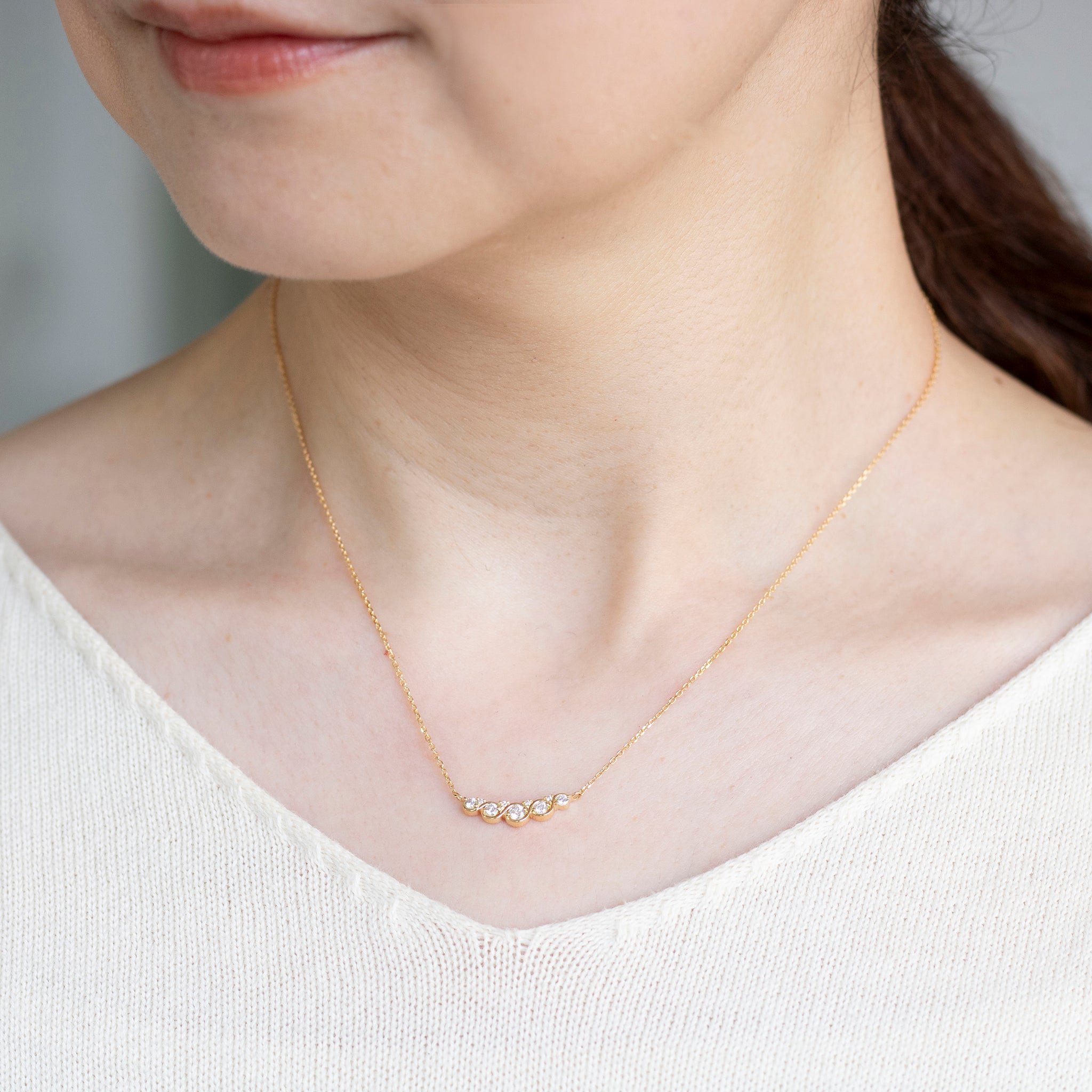 ダイヤモンド K18ネックレス(4月誕生石)《25V02610》