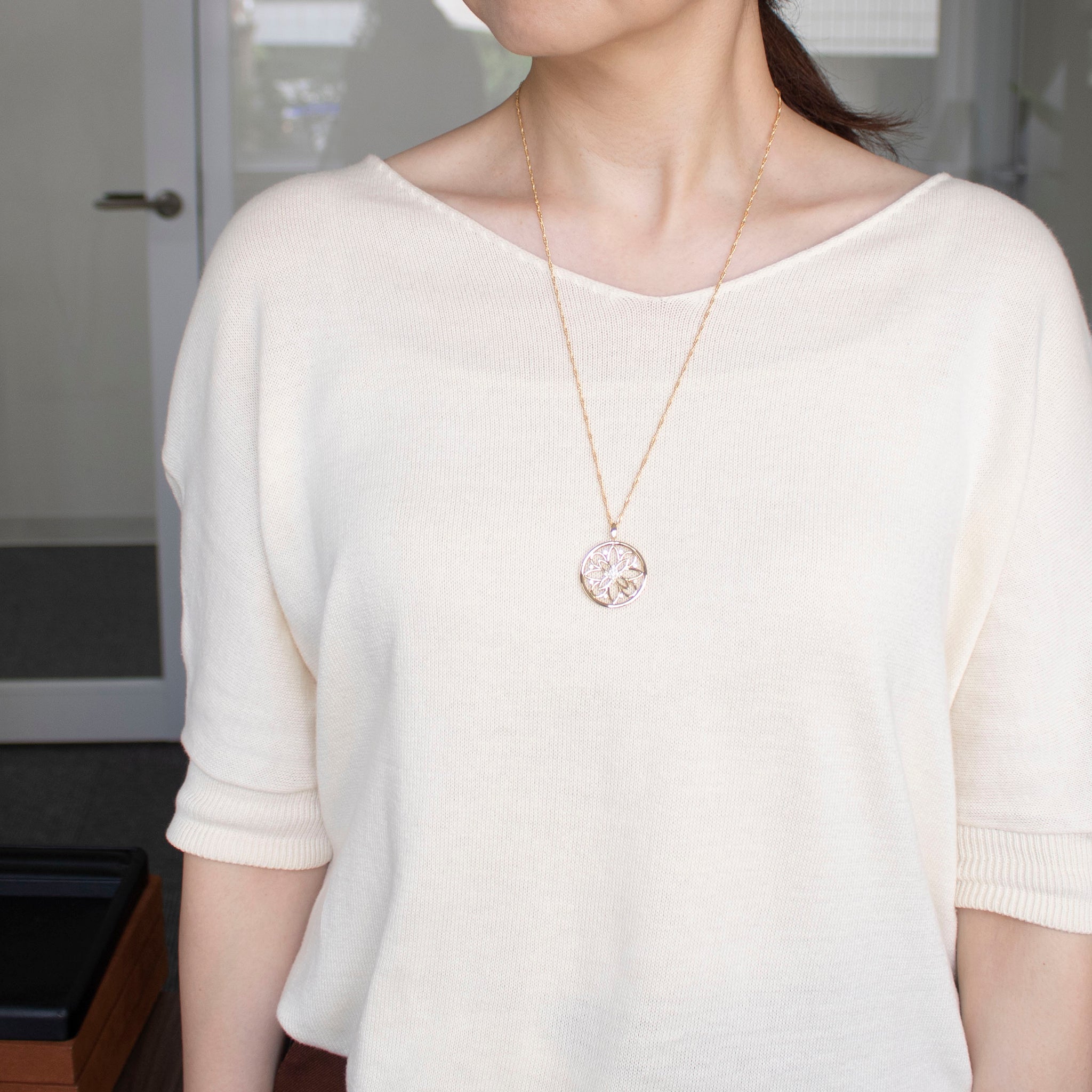 ダイヤモンド K18ネックレス(ロング/60cm/4月誕生石/鑑別書付)《25V02611》