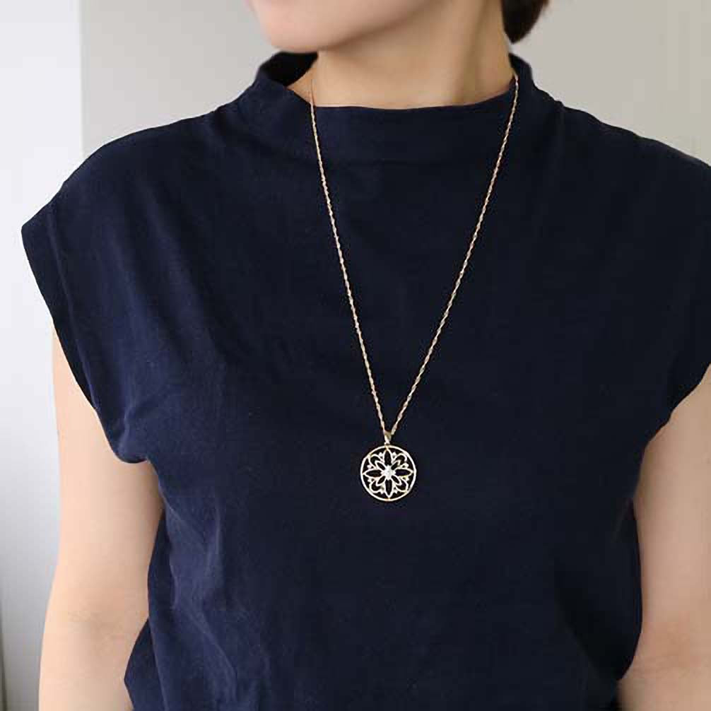 ダイヤモンド K18ネックレス(ロング/60cm/4月誕生石/鑑別書付)《25V02611》