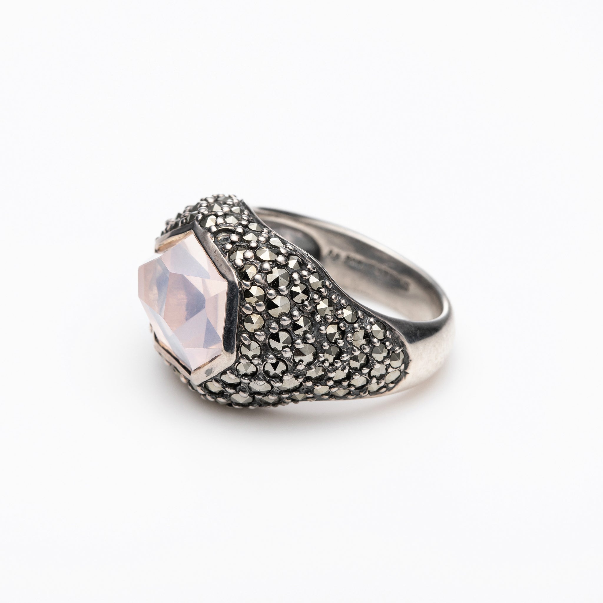 ローズクォーツ/マルカジット シルバーリング(2.8カラット)《25V02702》