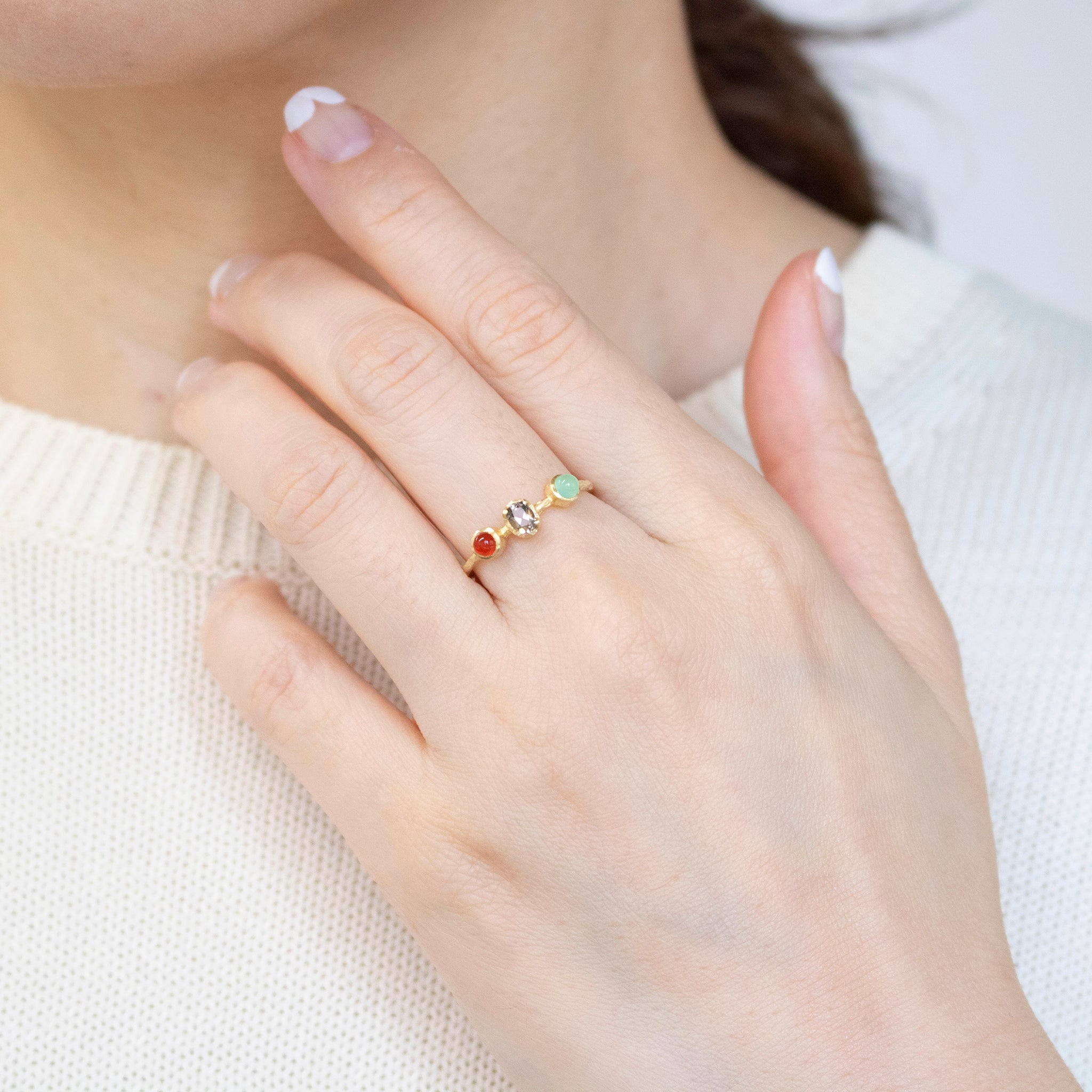 パール/マルチカラー シルバーリング(淡水真珠/4本セット)《25V02706》