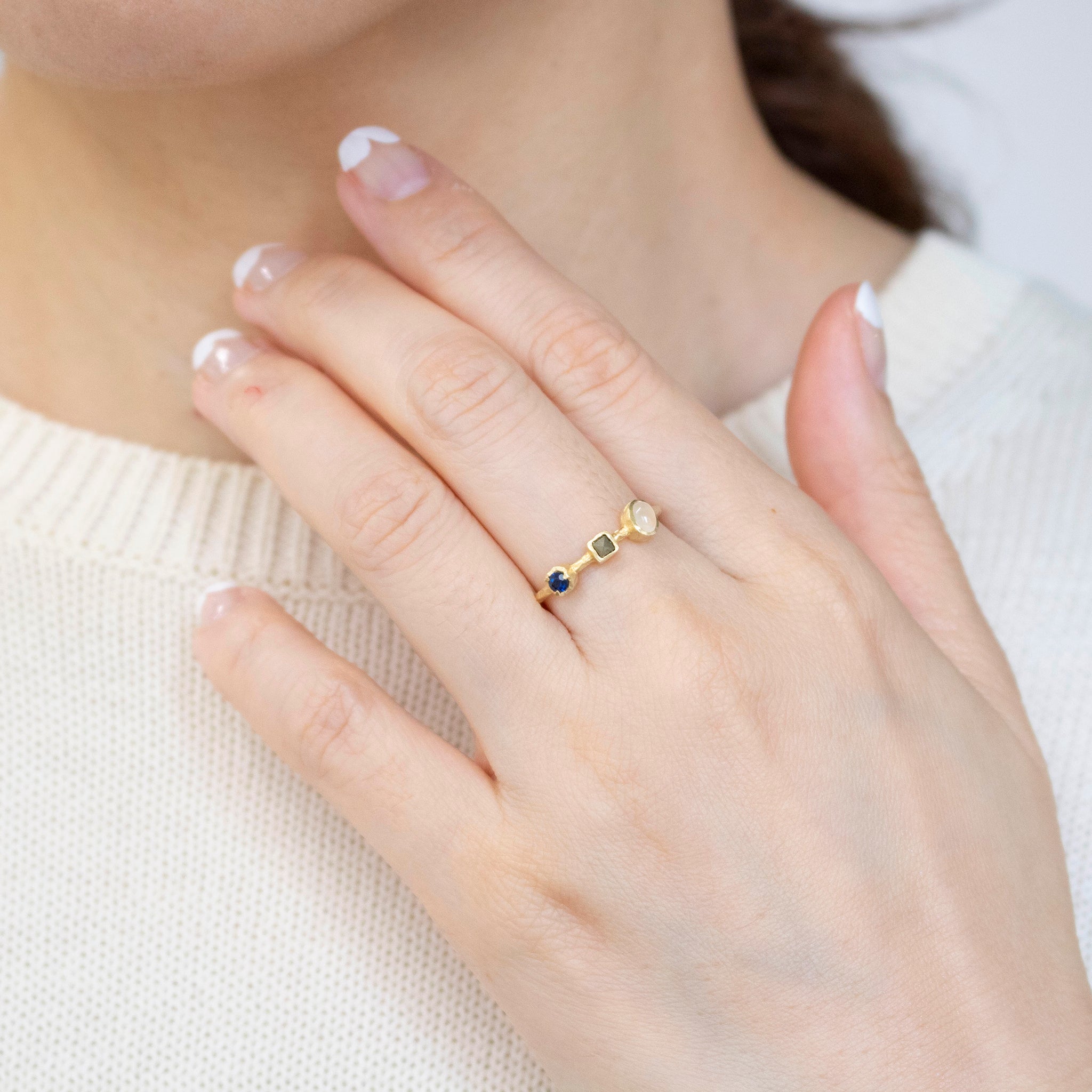 パール/マルチカラー シルバーリング(淡水真珠/4本セット)《25V02706》