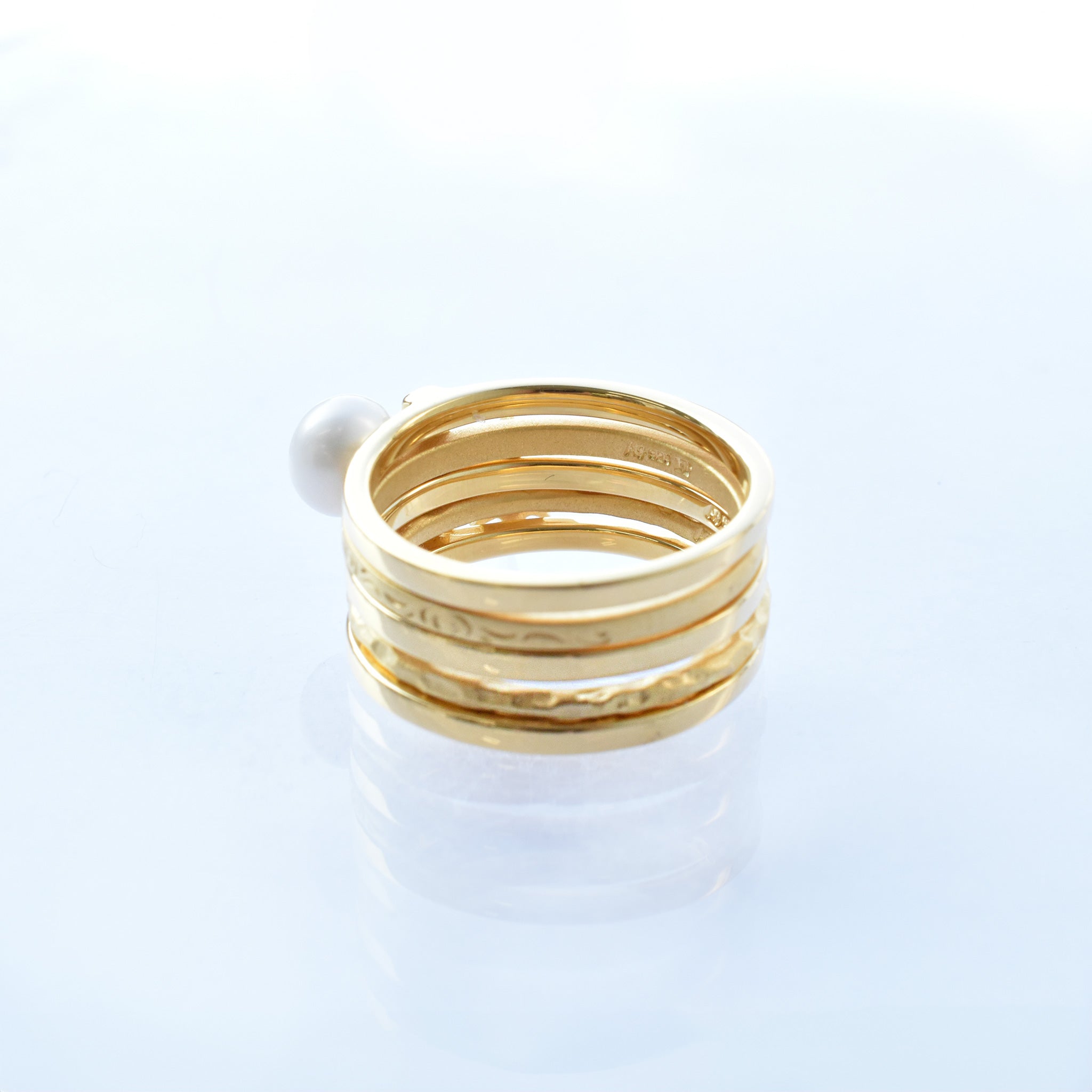 パール/マルカジット シルバーリング(淡水真珠/3本セット)《25V02707》