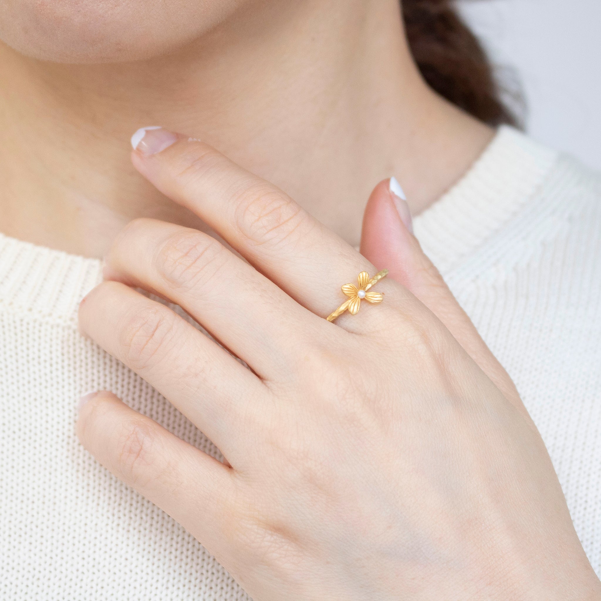 パール/スモーキークォーツ シルバーリング(淡水真珠/5本セット)《25V02708》