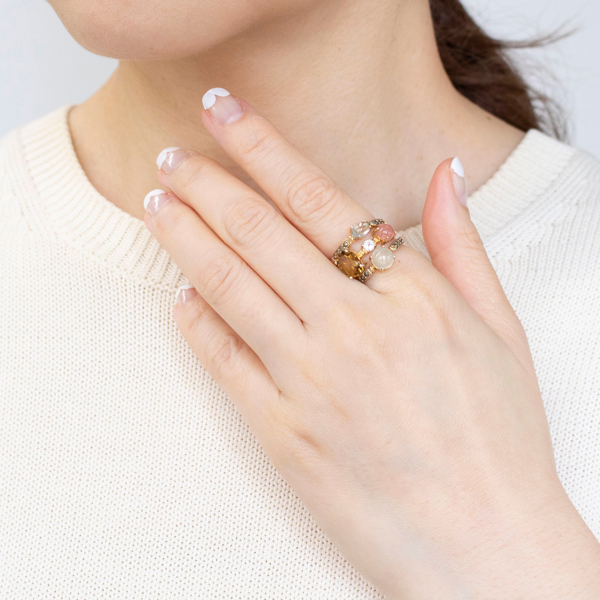 トパーズ/ロードクロサイト シルバーリング(3本セット)《25V02710》