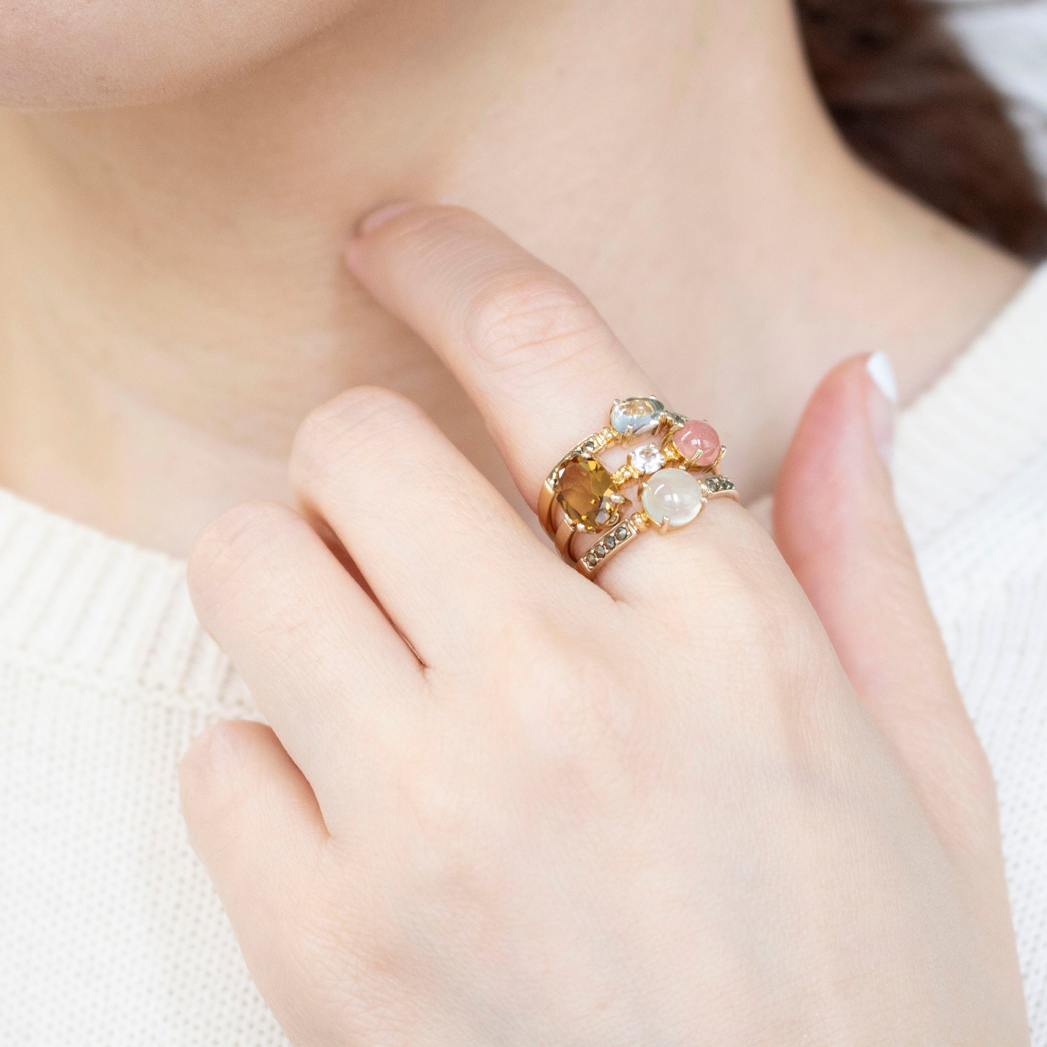 トパーズ/ロードクロサイト シルバーリング(3本セット)《25V02710》