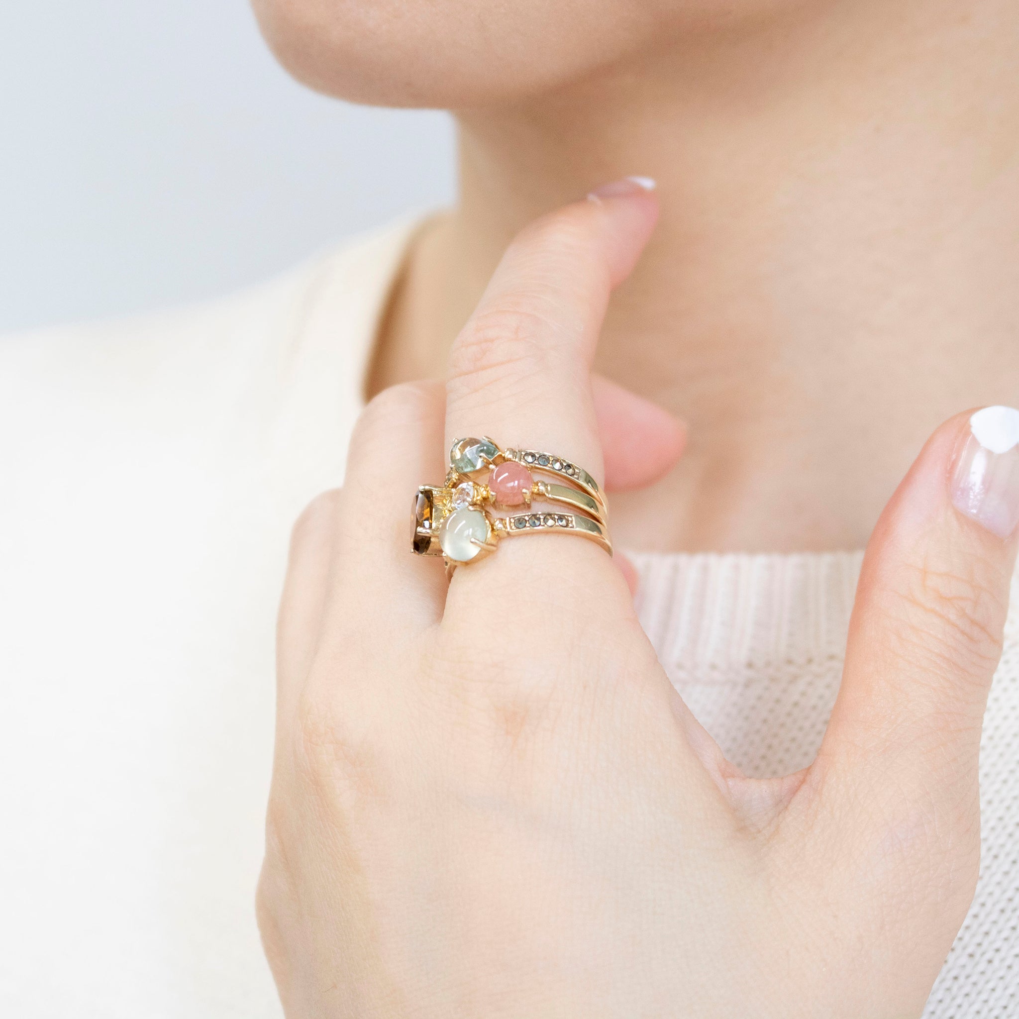 トパーズ/ロードクロサイト シルバーリング(3本セット)《25V02710》