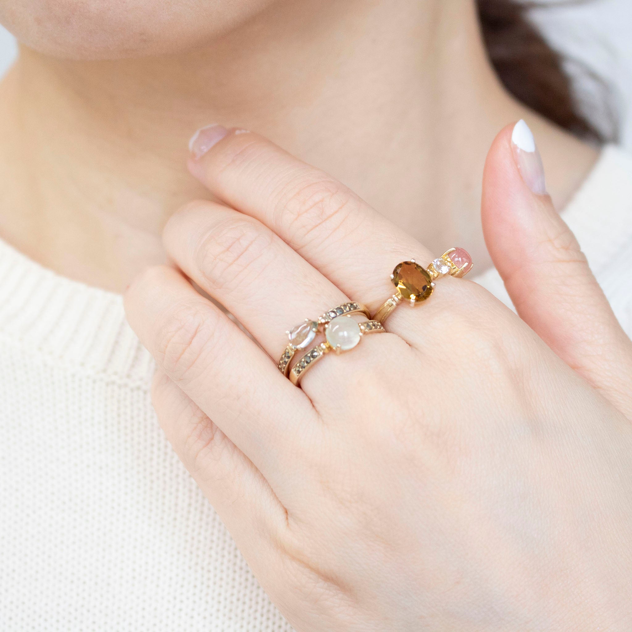 トパーズ/ロードクロサイト シルバーリング(3本セット)《25V02710》