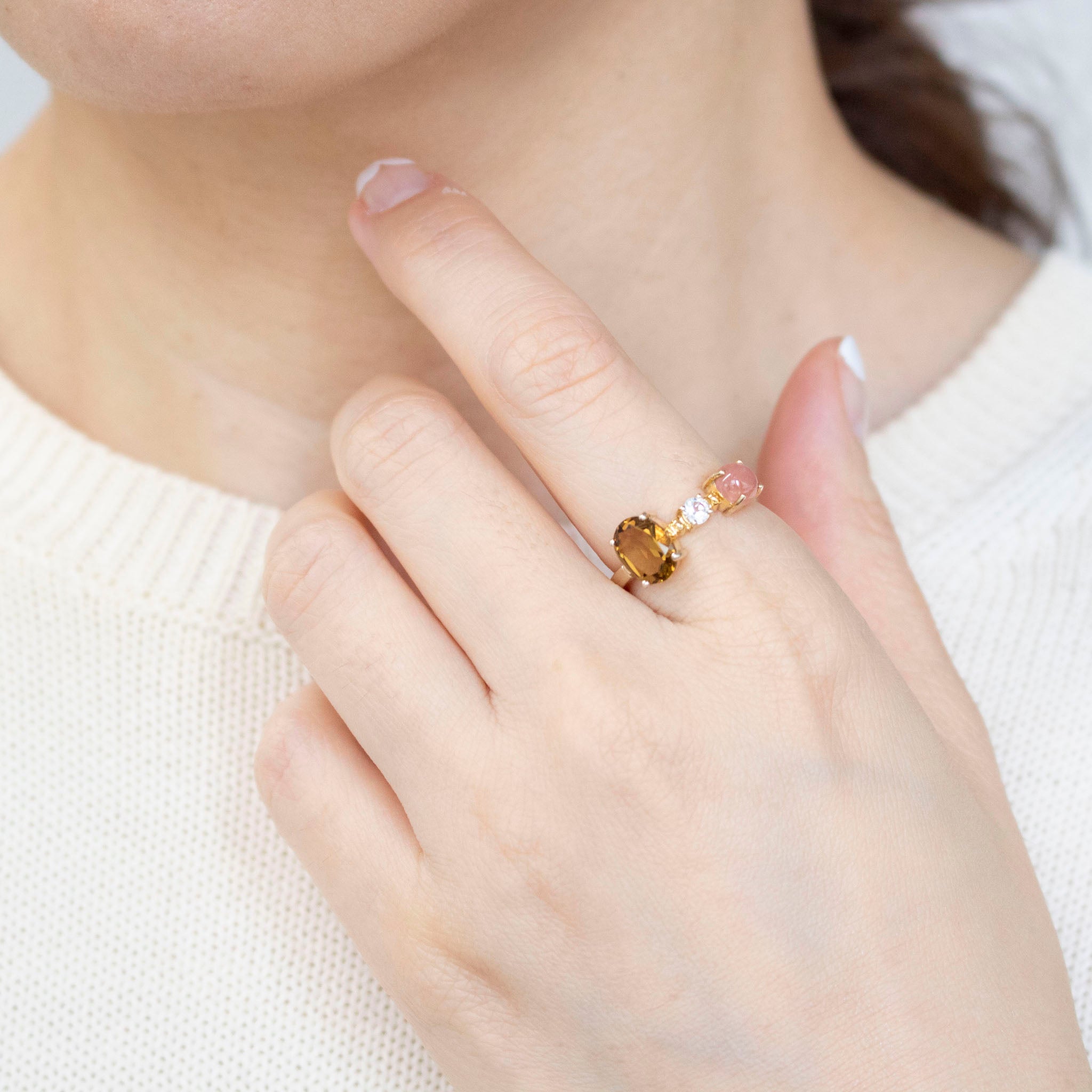 トパーズ/ロードクロサイト シルバーリング(3本セット)《25V02710》