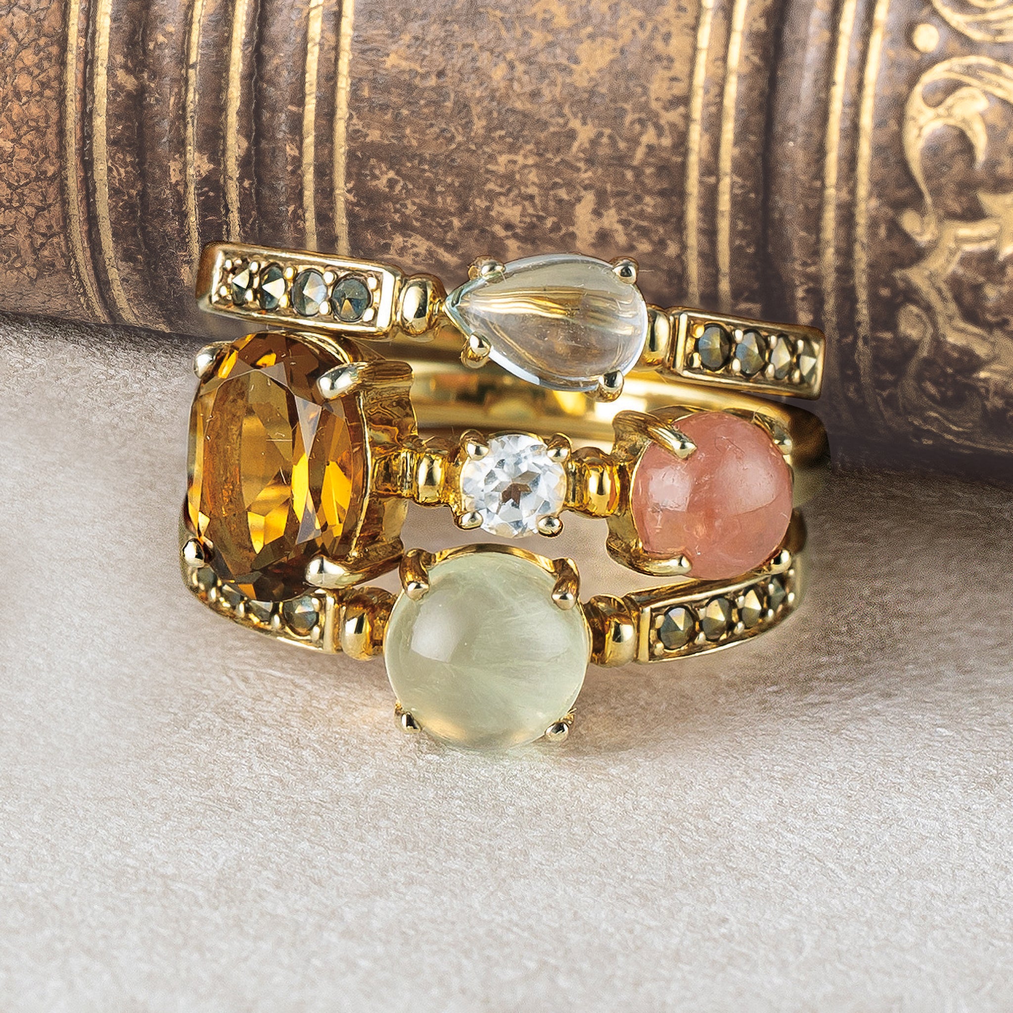 トパーズ/ロードクロサイト シルバーリング(3本セット)《25V02710》