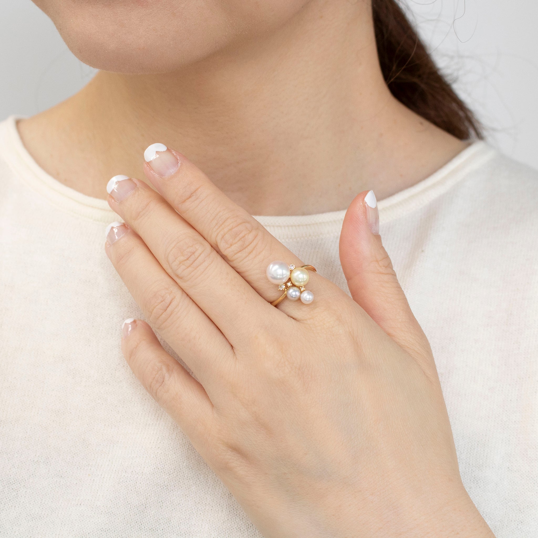 【限定3点】パール/ダイヤモンド K18リング(アコヤ真珠/4〜7mm/6月誕生石)《25V02801》