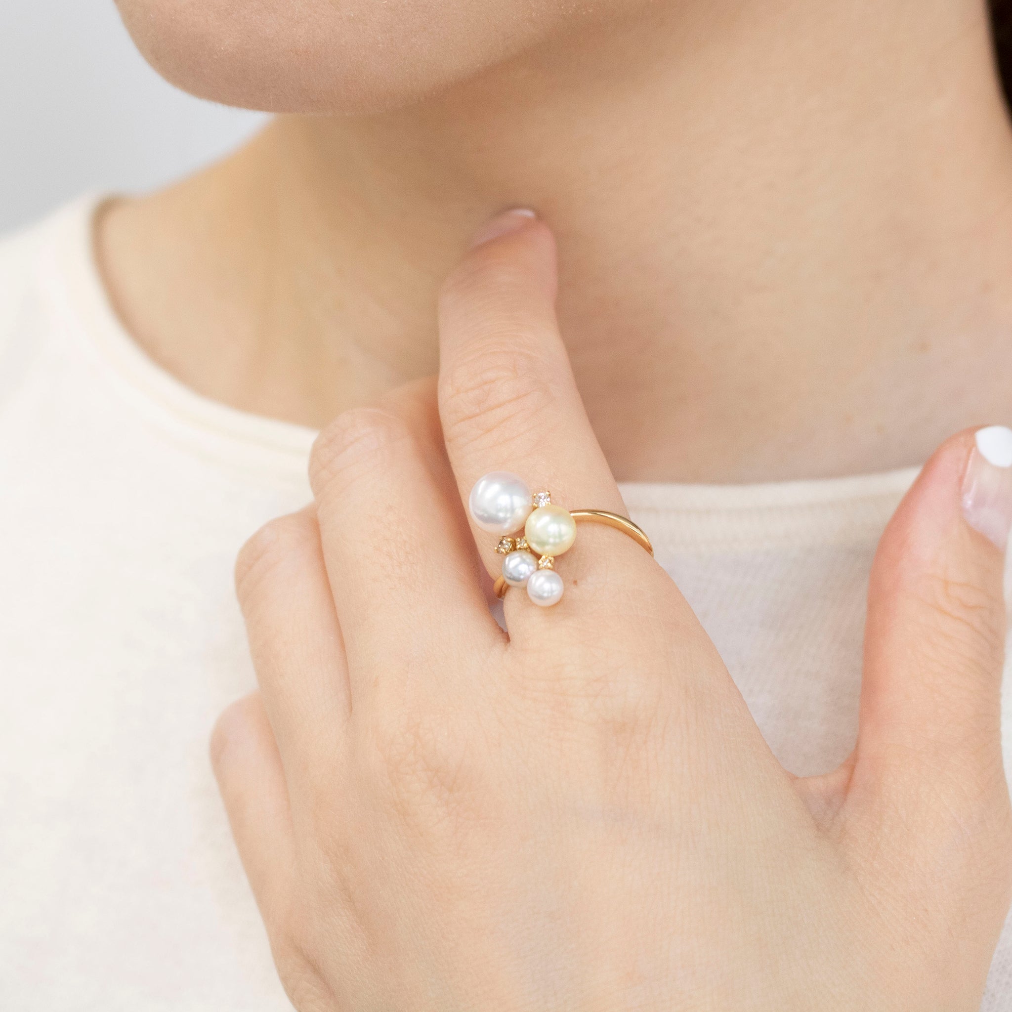 【限定3点】パール/ダイヤモンド K18リング(アコヤ真珠/4〜7mm/6月誕生石)《25V02801》