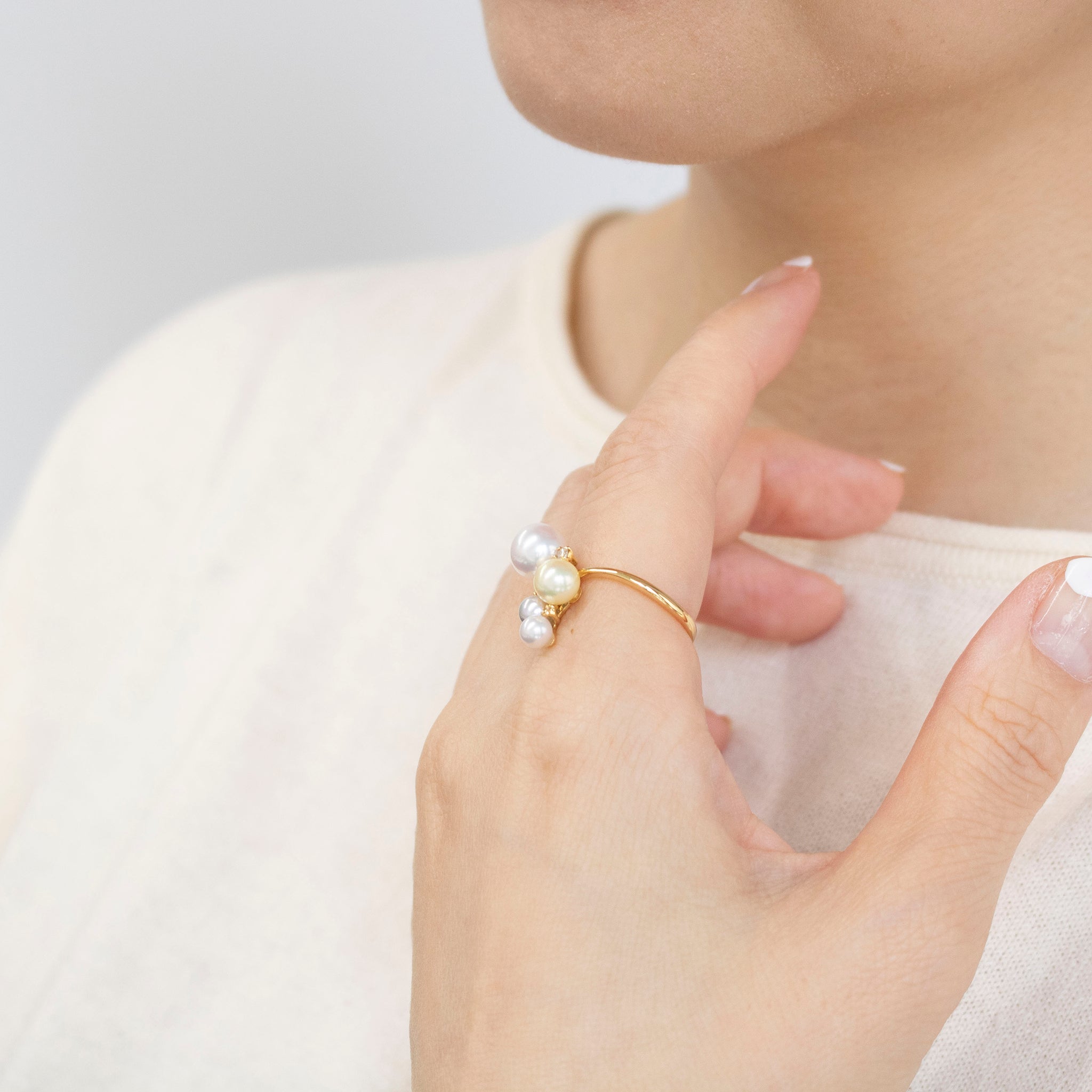 【限定3点】パール/ダイヤモンド K18リング(アコヤ真珠/4〜7mm/6月誕生石)《25V02801》