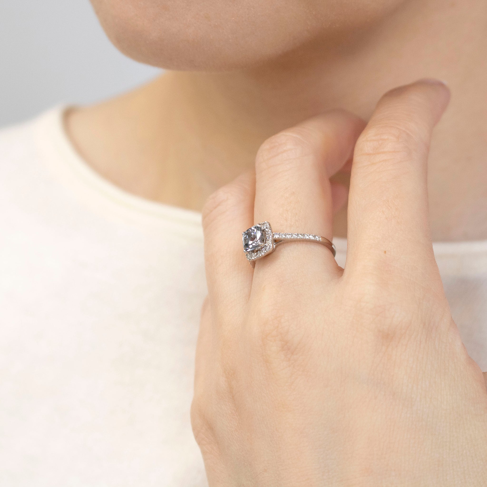 スピネル/ダイヤモンド プラチナリング(8月誕生石)《25V03001》