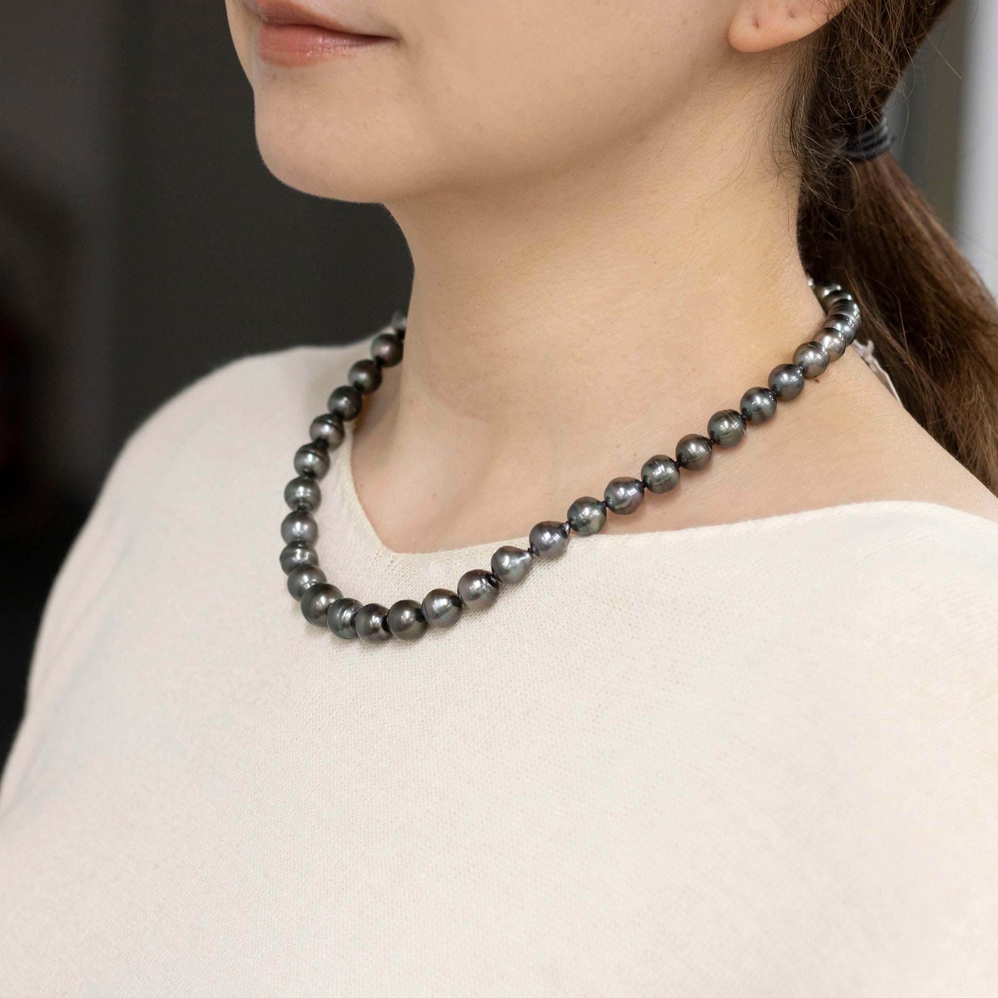 【限定6点】パール ネックレス(黒蝶/8〜11mm/バロック系/6月誕生石)《25V03108》