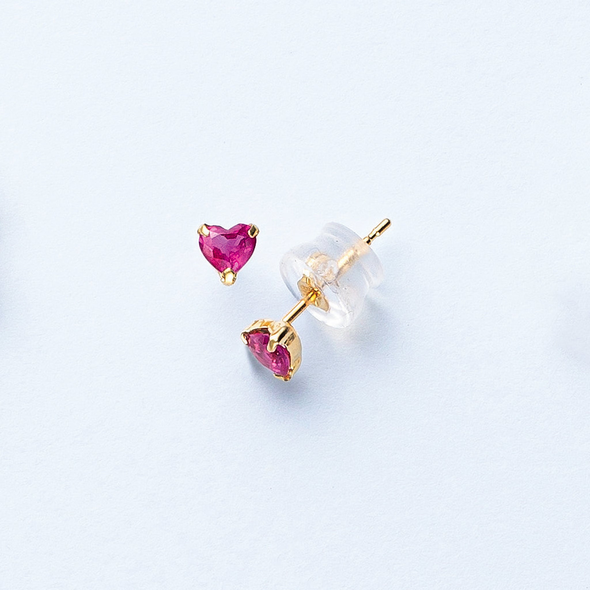 ルビー K18ピアス(ハートモチーフ/7月誕生石)《25V03207》