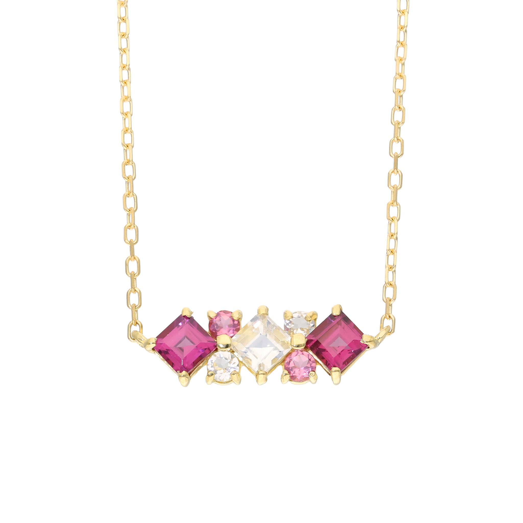 ガーネット/アンデシンラブラドライト K18ネックレス(1月誕生石)《25V03301》