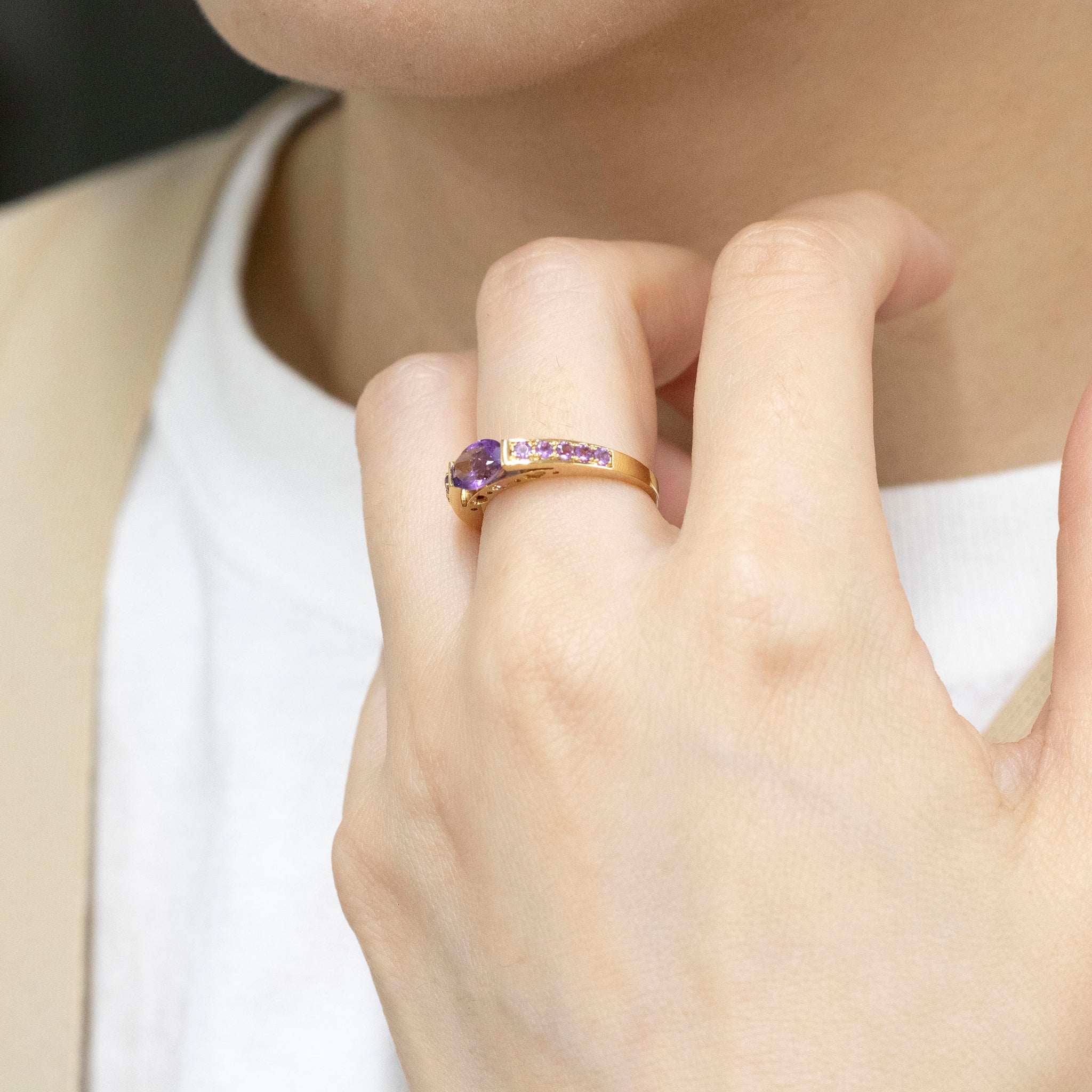 アメシスト K18リング(2月誕生石)《25V03304》