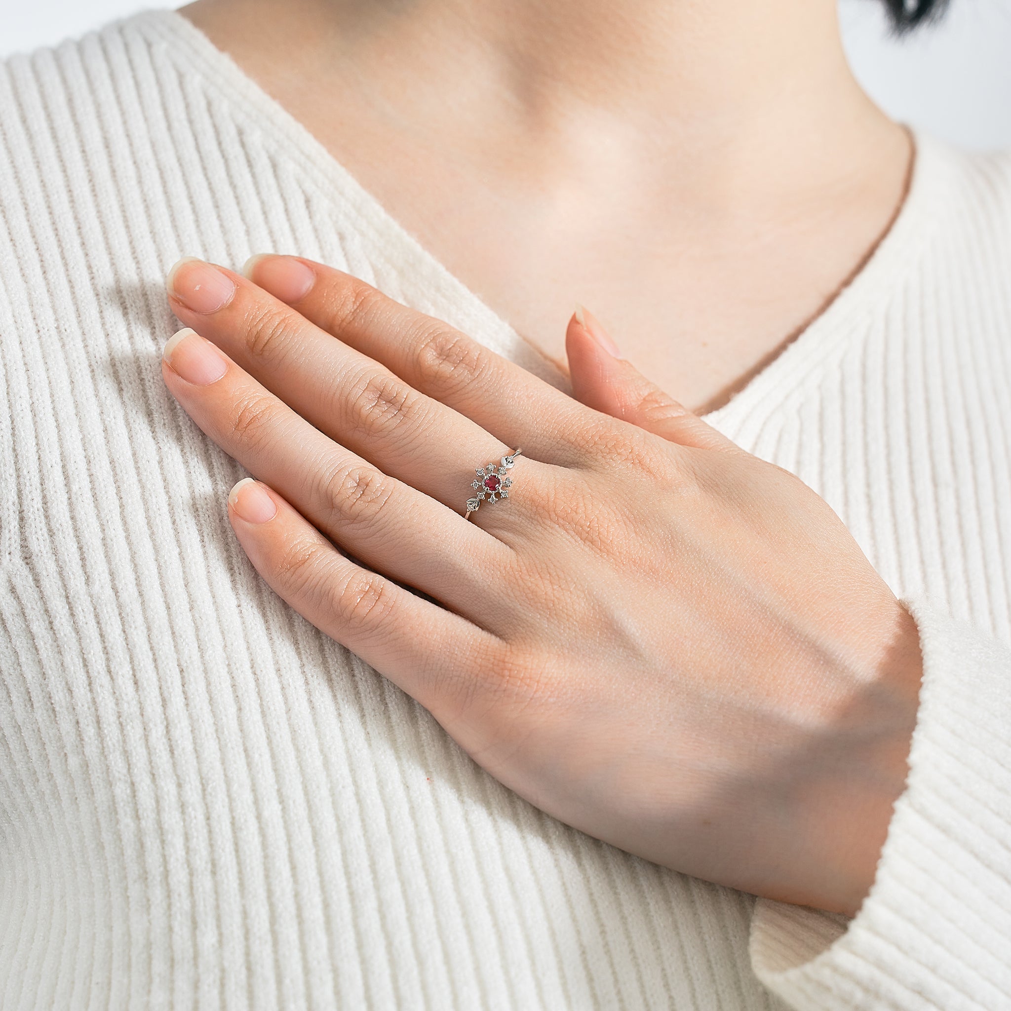 ルビー/ダイヤモンド プラチナリング(7月誕生石)《25V03401》