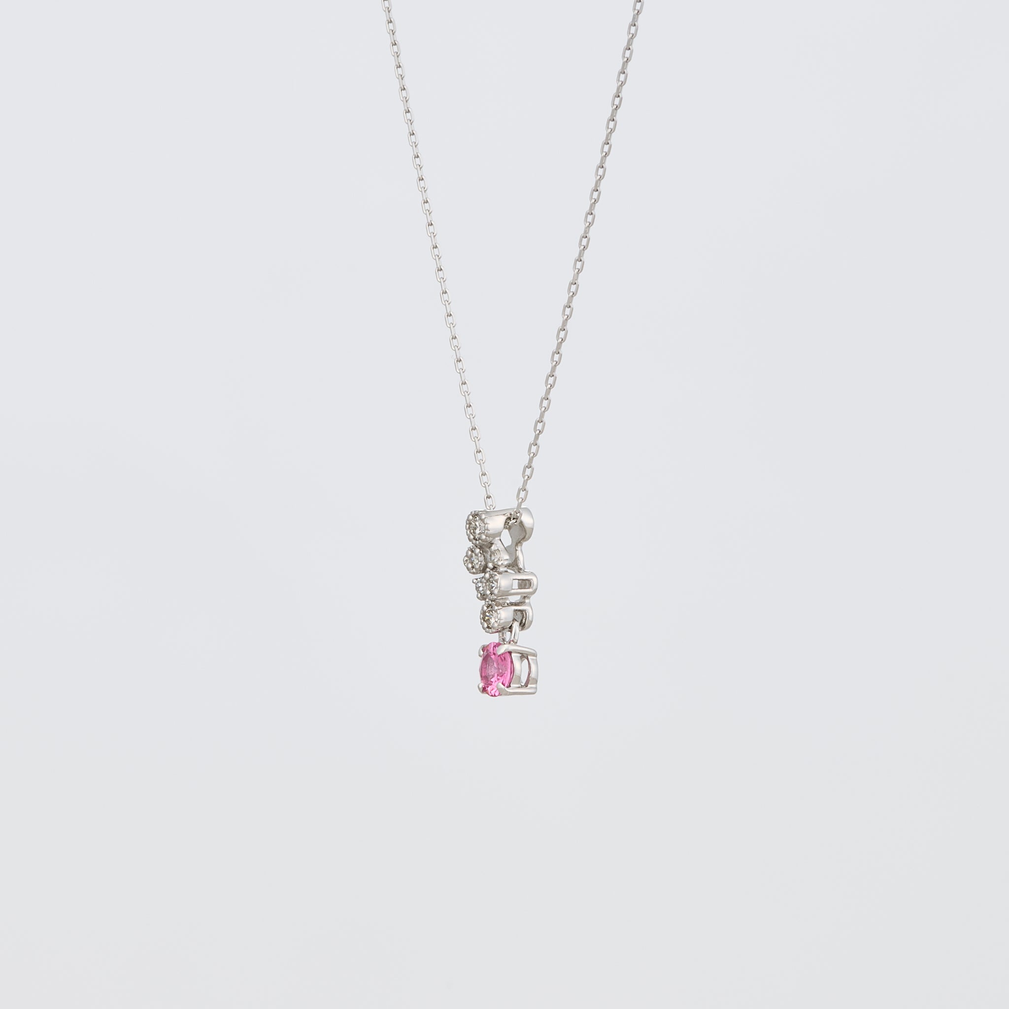 ルビー/ダイヤモンド プラチナネックレス(ミル打ち風/7月誕生石)《25V03403》