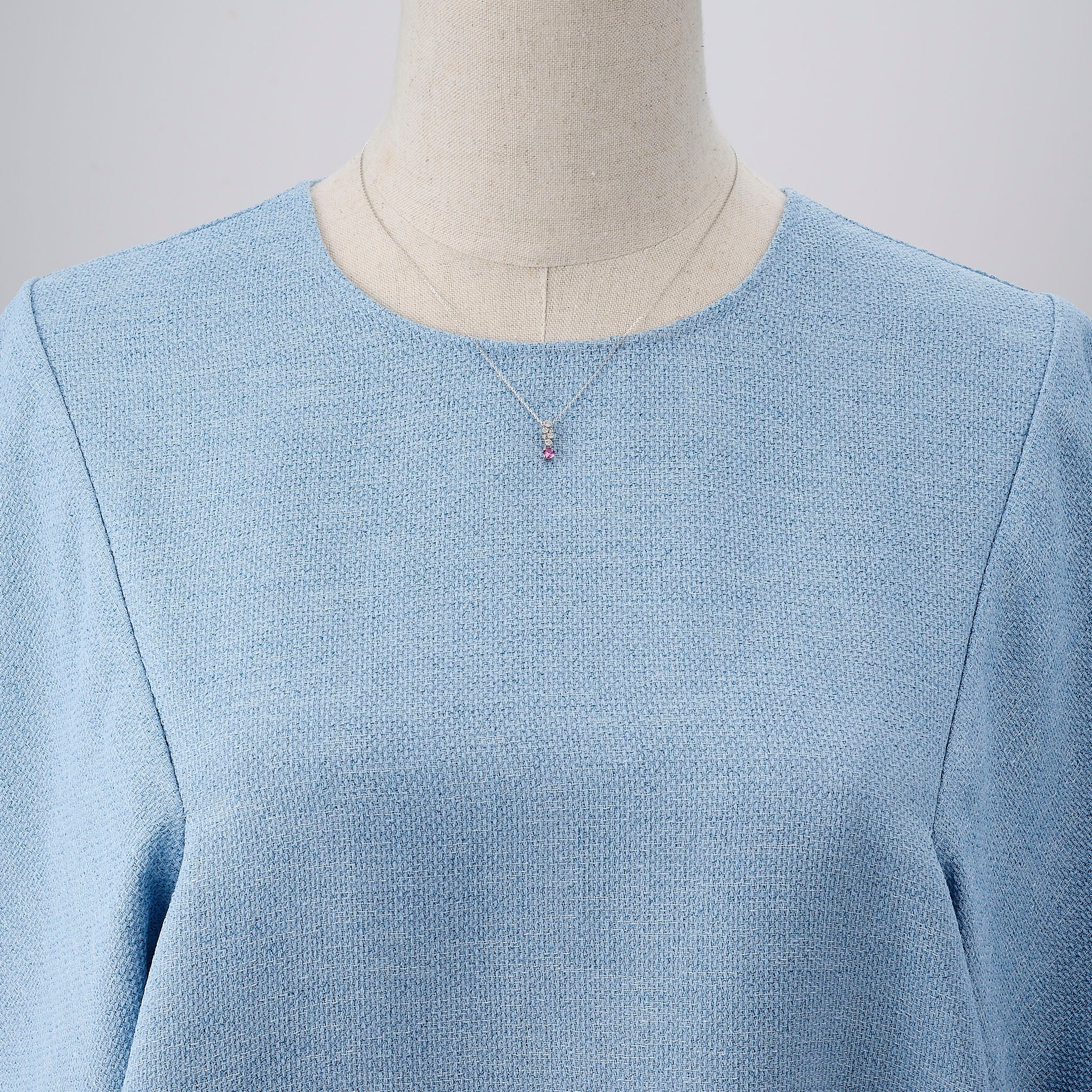 ルビー/ダイヤモンド プラチナネックレス(ミル打ち風/7月誕生石)《25V03403》