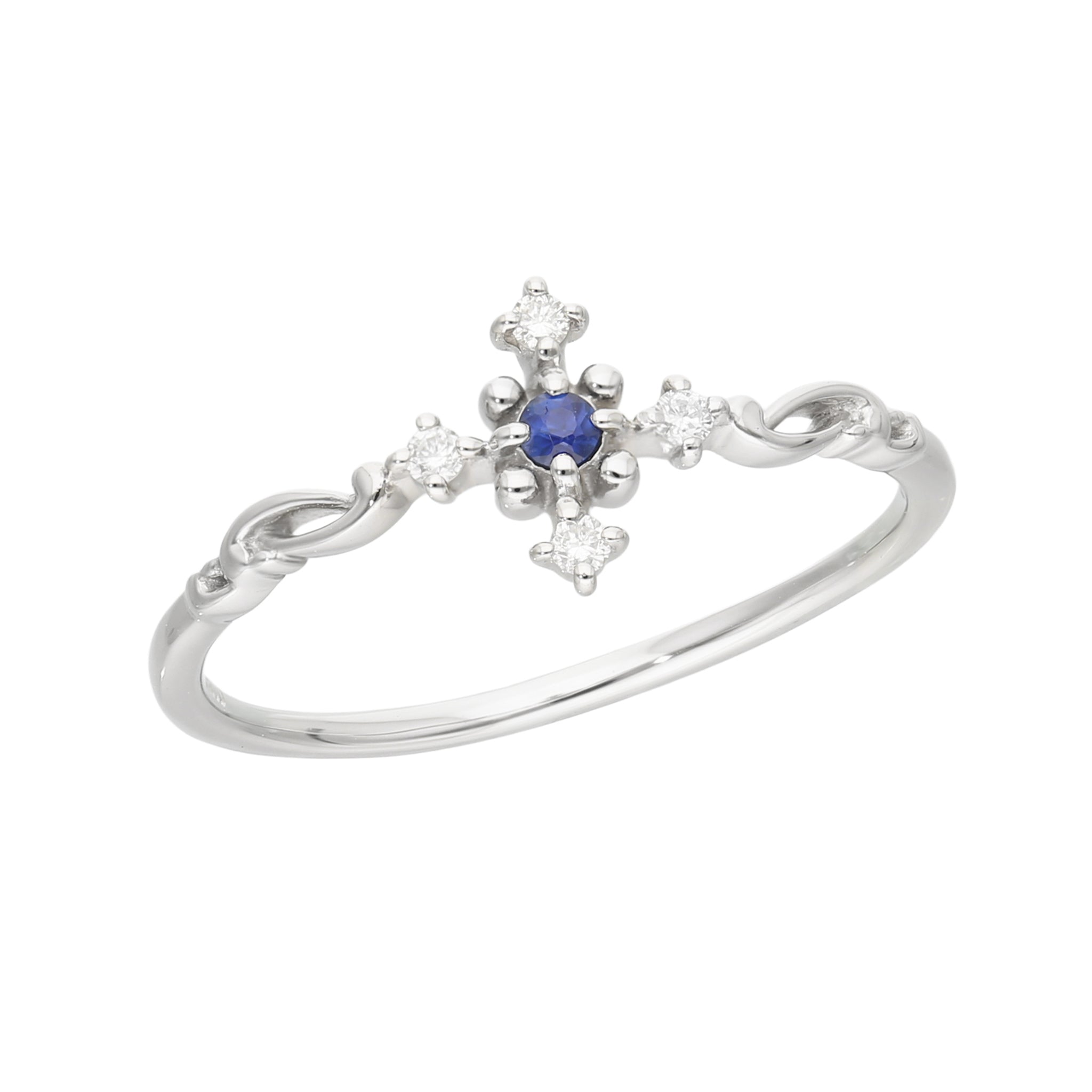 サファイア/ダイヤモンド プラチナリング(9月誕生石)《25V03407》