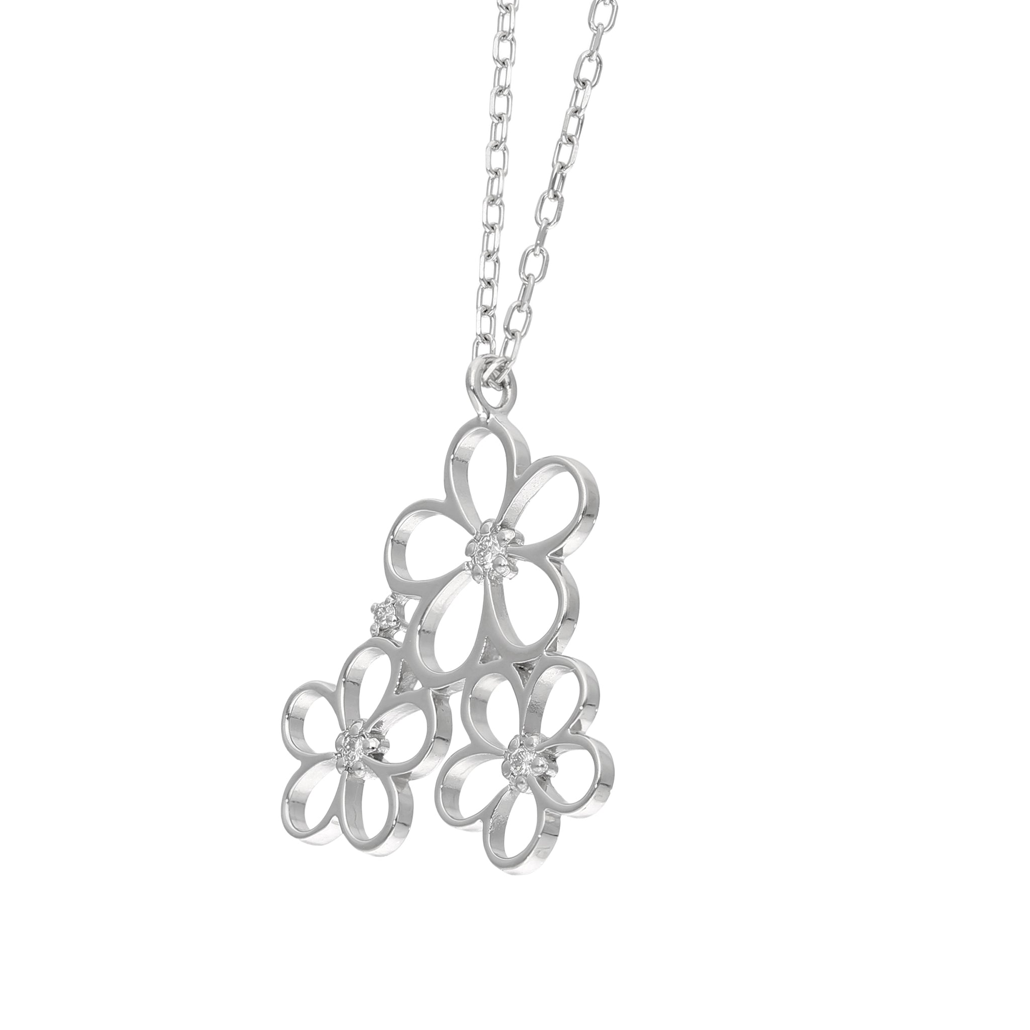 ダイヤモンド プラチナネックレス(フラワーモチーフ/4月誕生石)《25V03501》