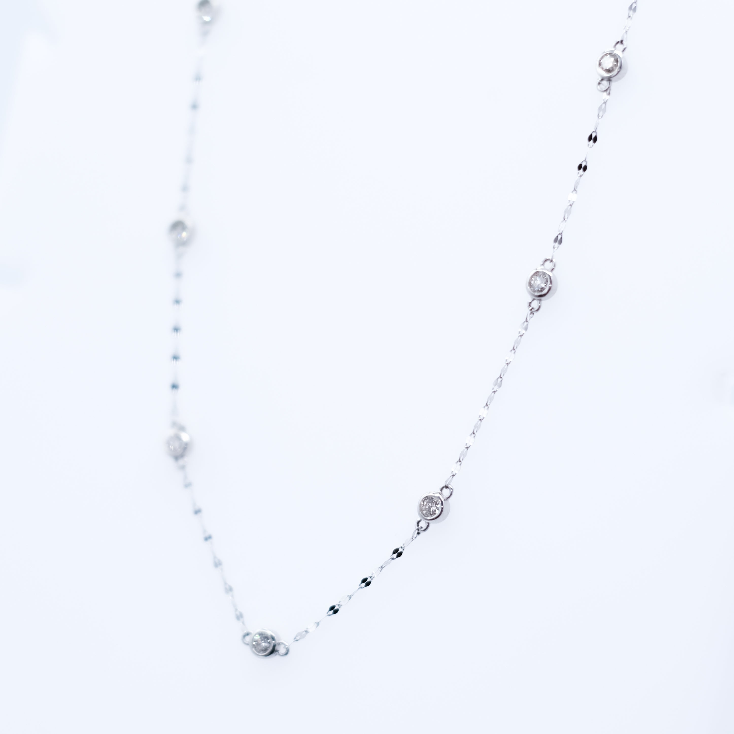 ダイヤモンド プラチナネックレス(ステーション/4月誕生石)《25V03507》