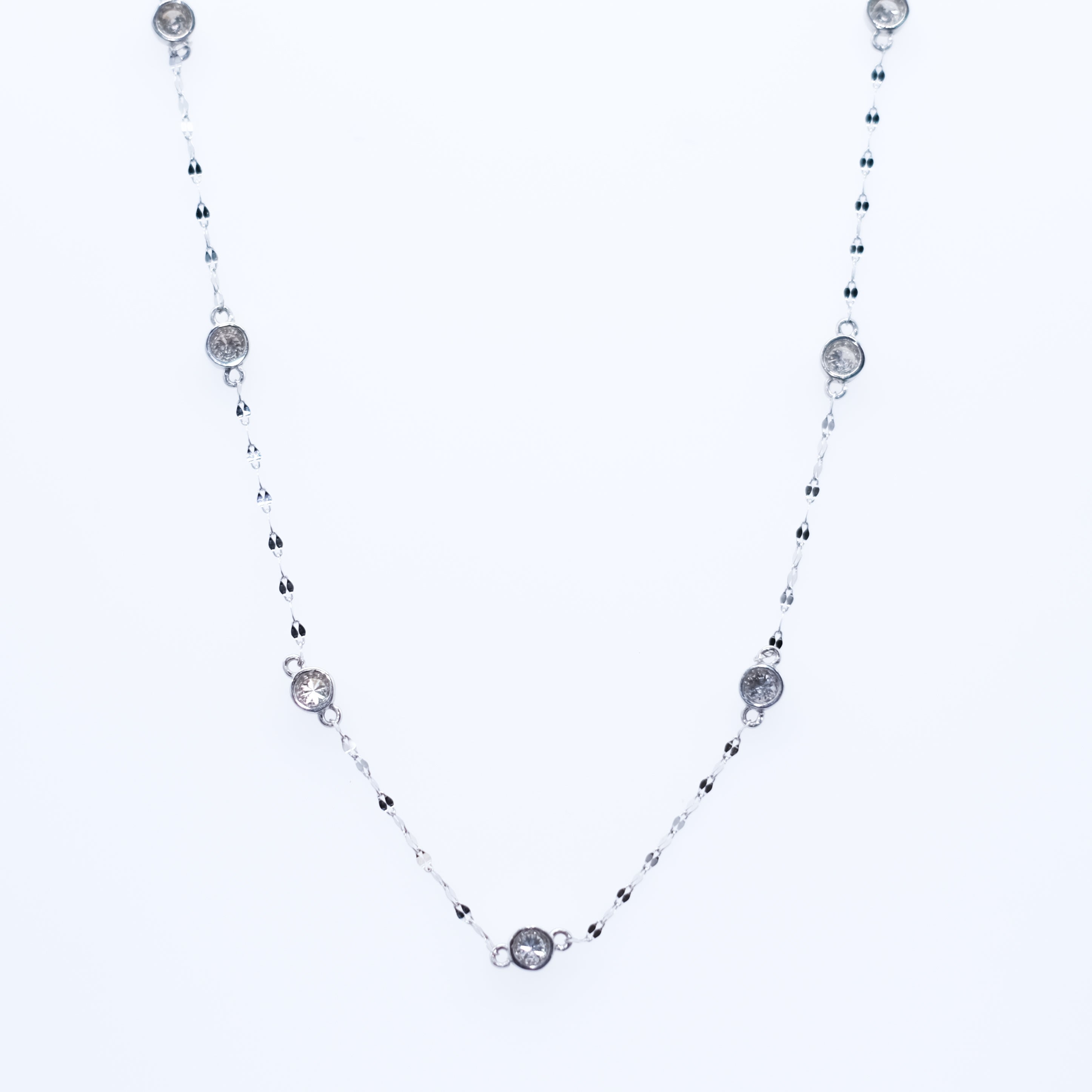 ダイヤモンド プラチナネックレス(ステーション/4月誕生石)《25V03507》