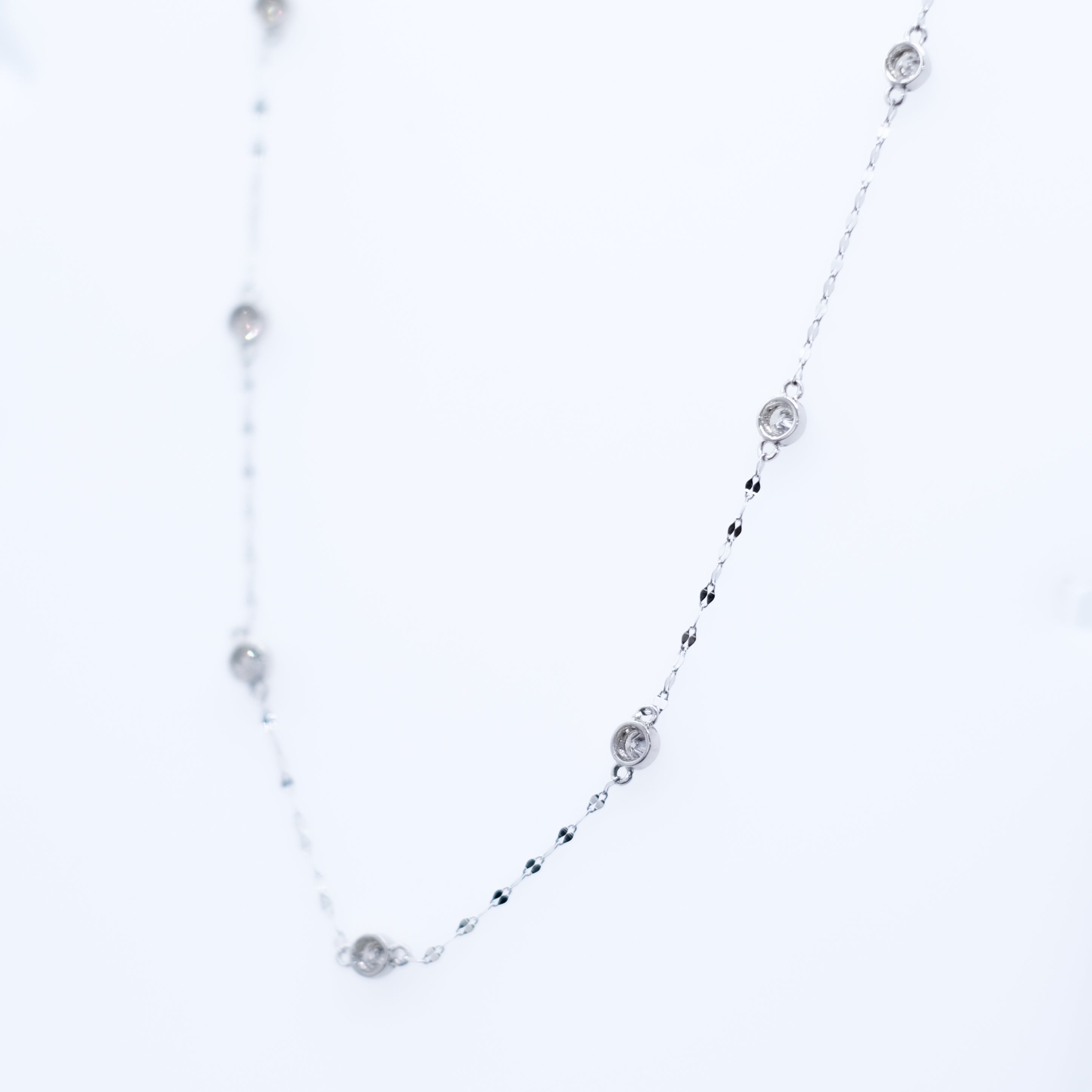 ダイヤモンド プラチナネックレス(ステーション/4月誕生石)《25V03507》