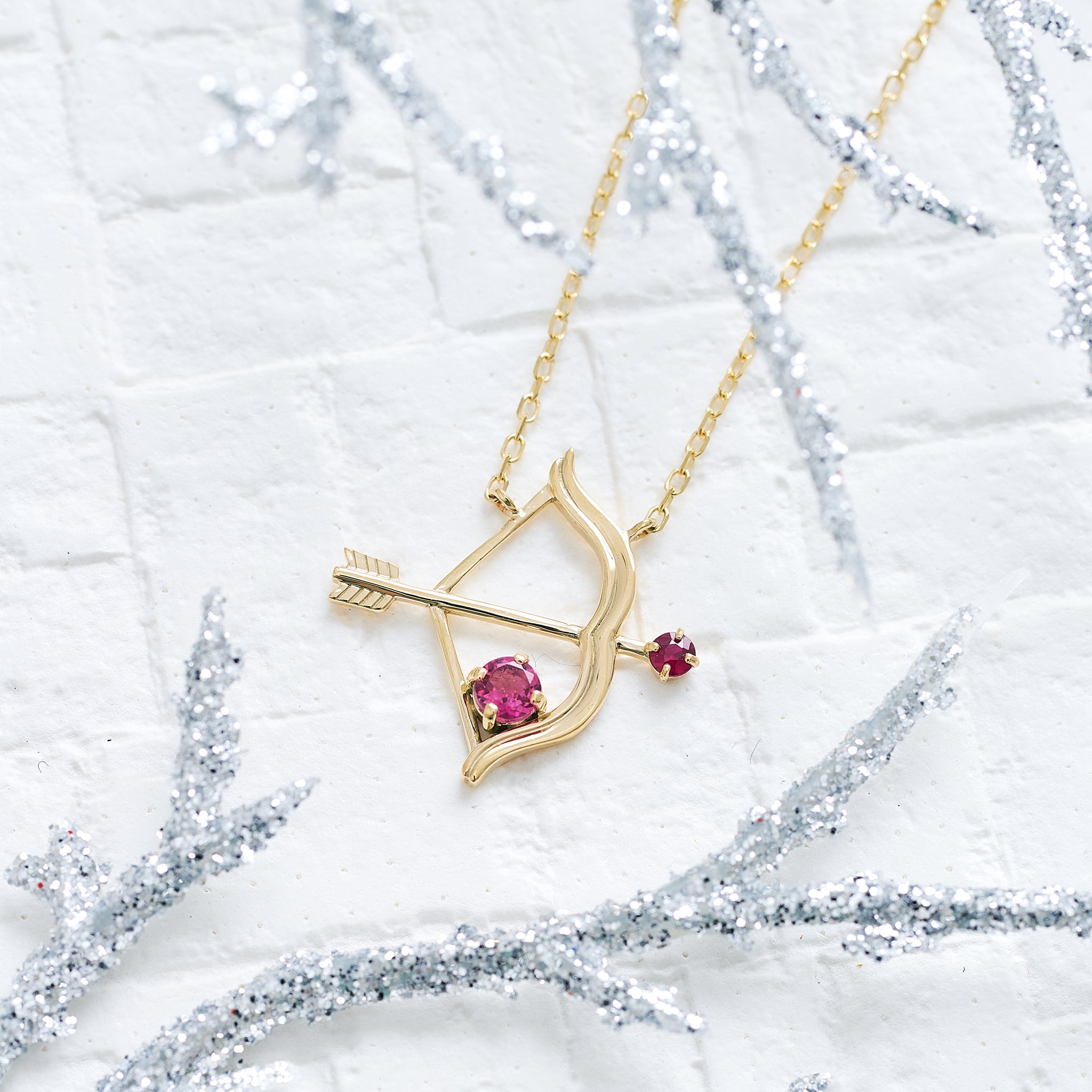 ピンクトルマリン/ルビー K10ネックレス《25V03701》