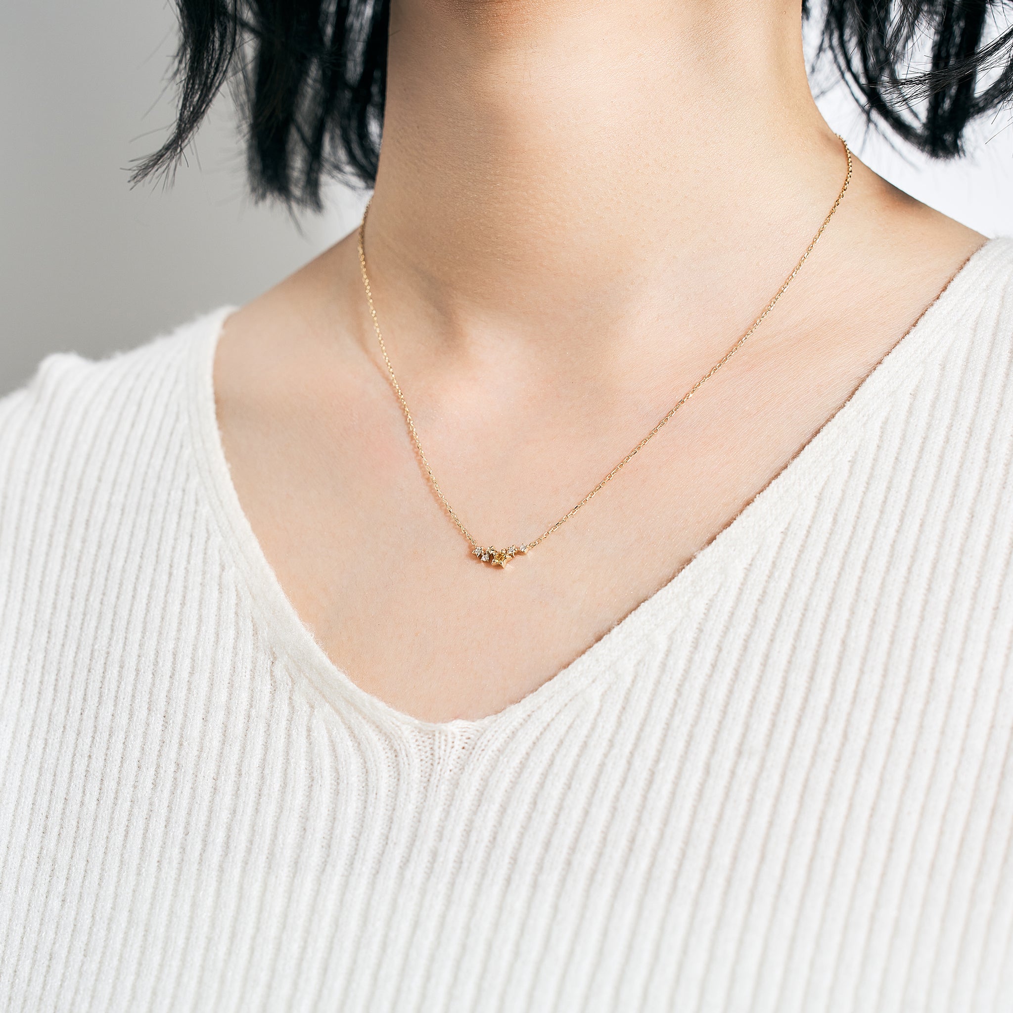 イエローサファイア/ダイヤモンド K10ネックレス(星モチーフ/9月誕生石)《25V03702》