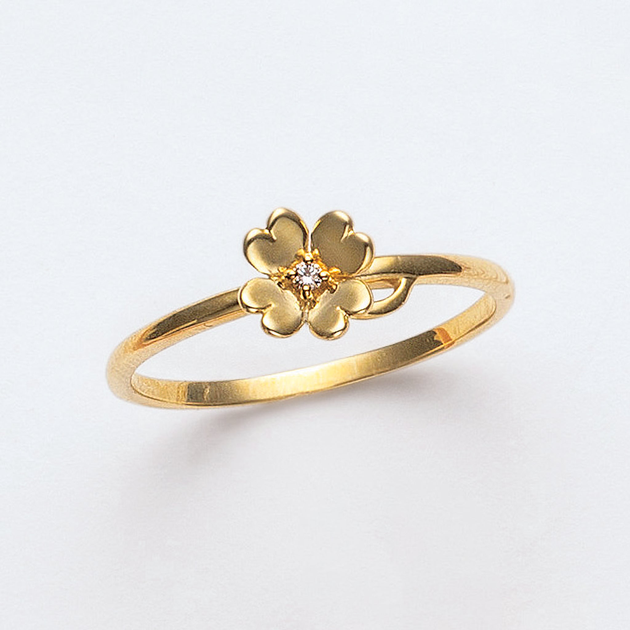 ダイヤモンド K10リング(クローバーモチーフ/4月誕生石)《25V03707》