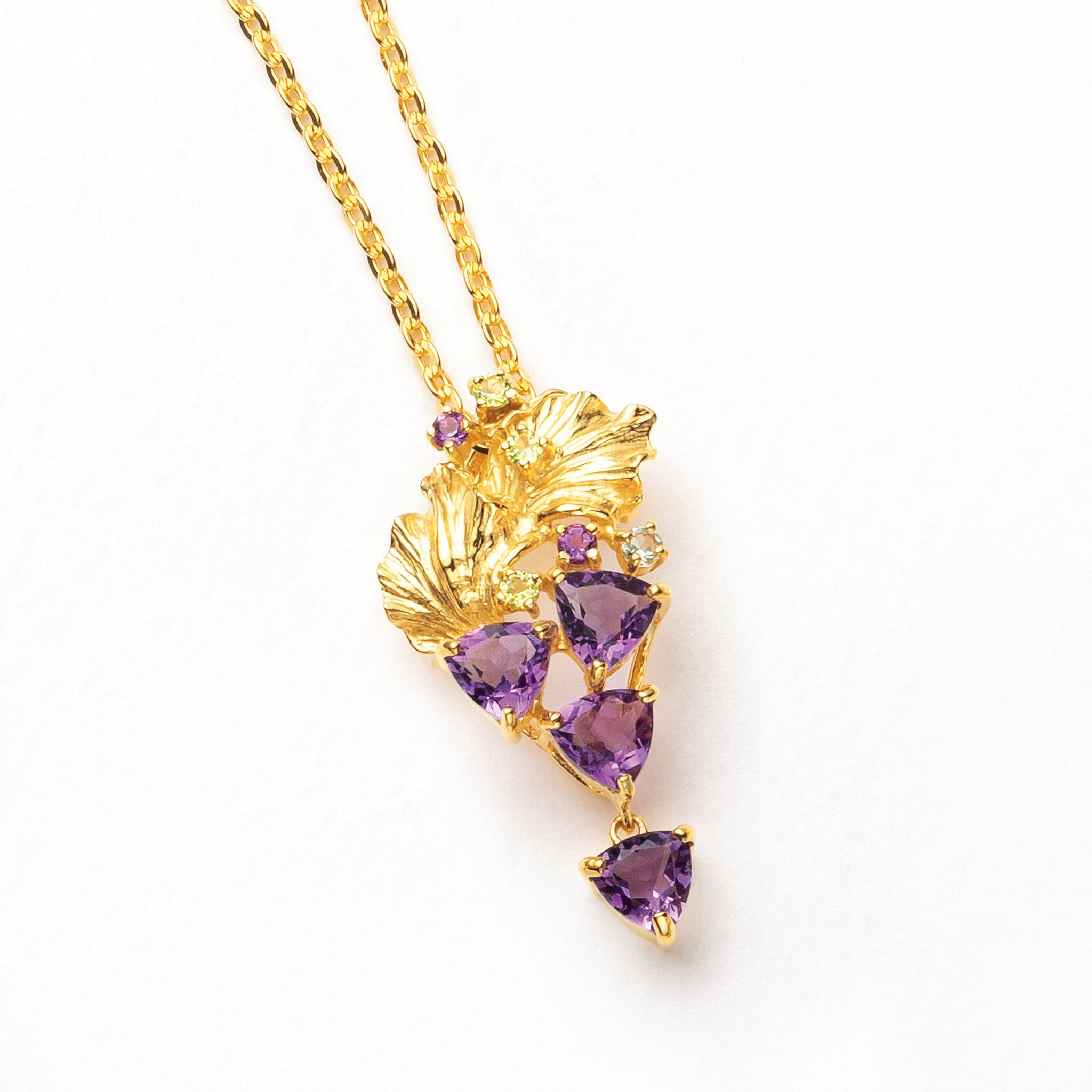 アメシスト/ペリドット シルバーネックレス(ブドウモチーフ)《25V03802》