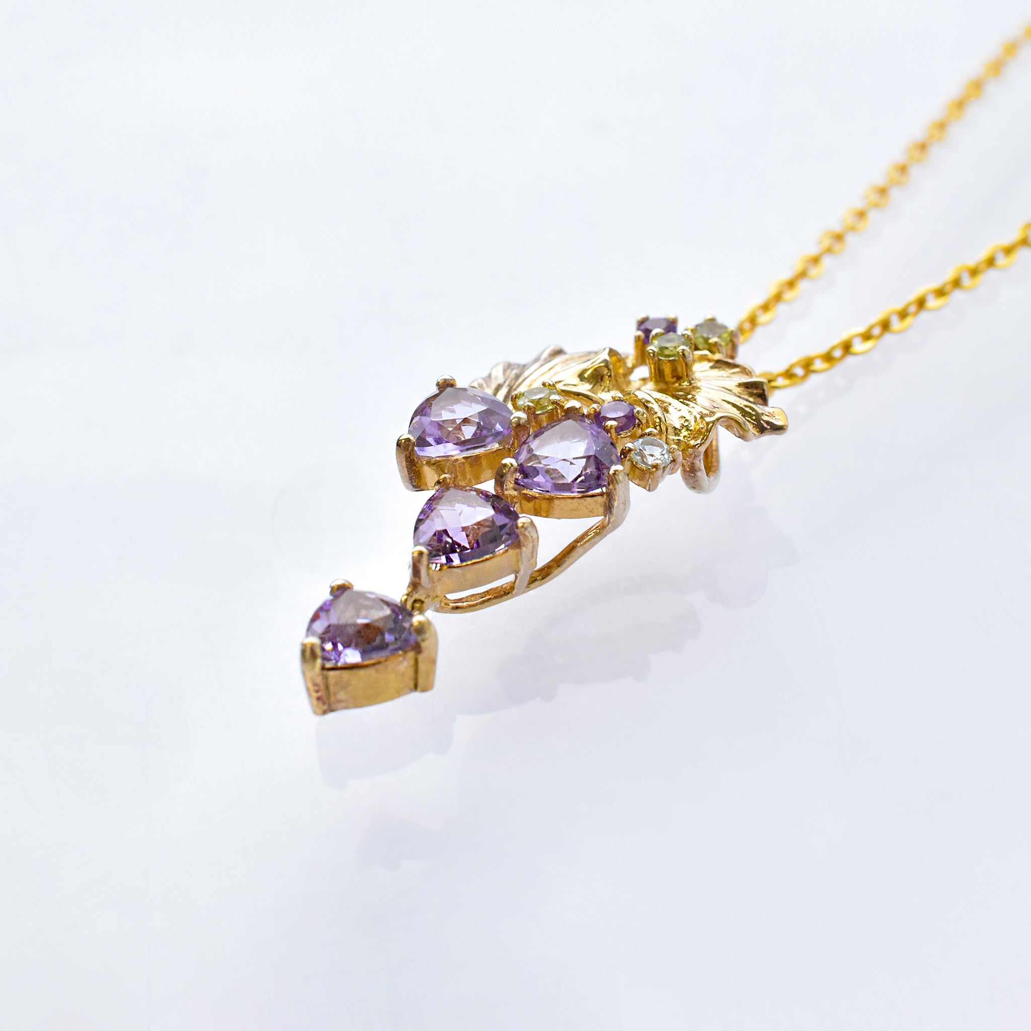 アメシスト/ペリドット シルバーネックレス(ブドウモチーフ)《25V03802》