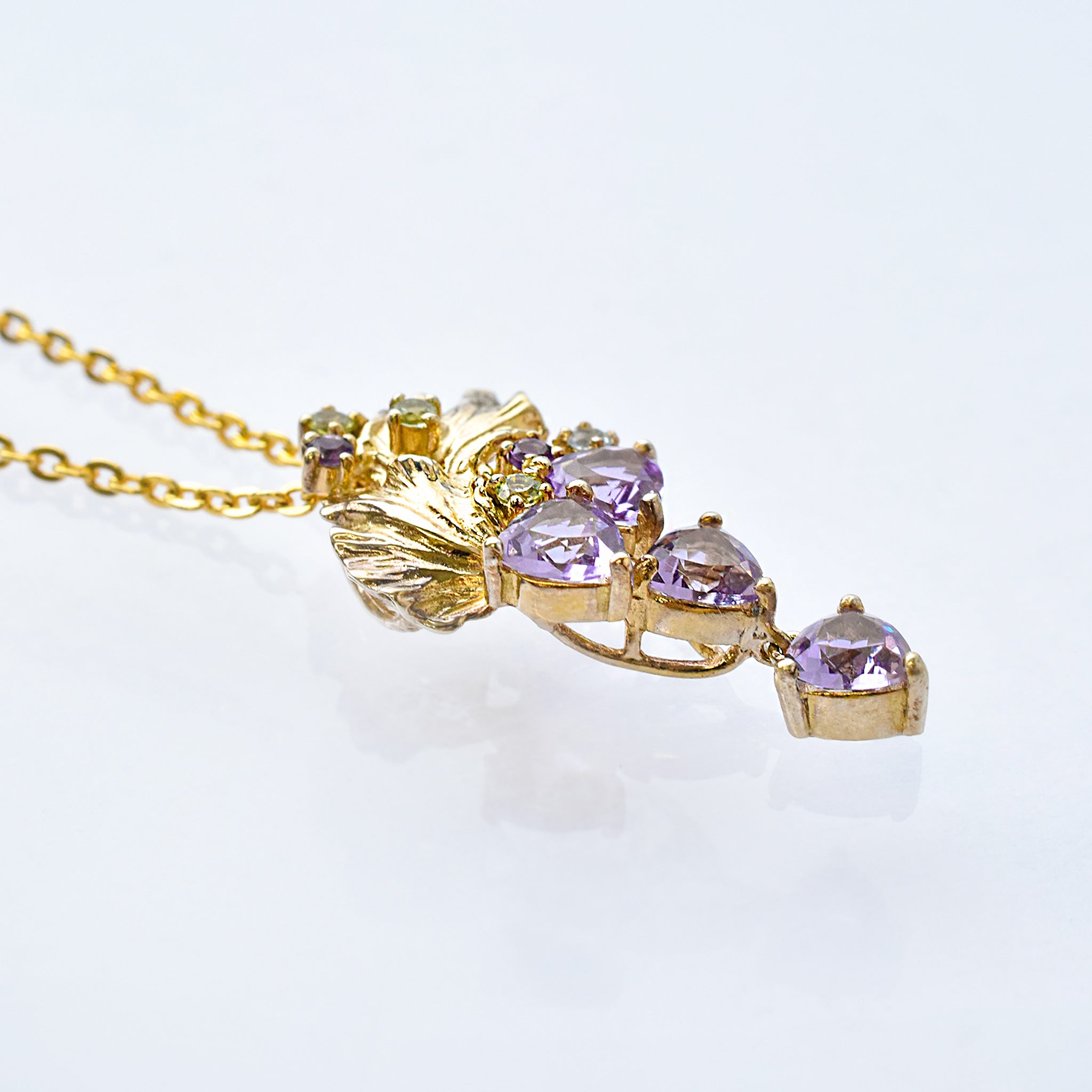 アメシスト/ペリドット シルバーネックレス(ブドウモチーフ)《25V03802》