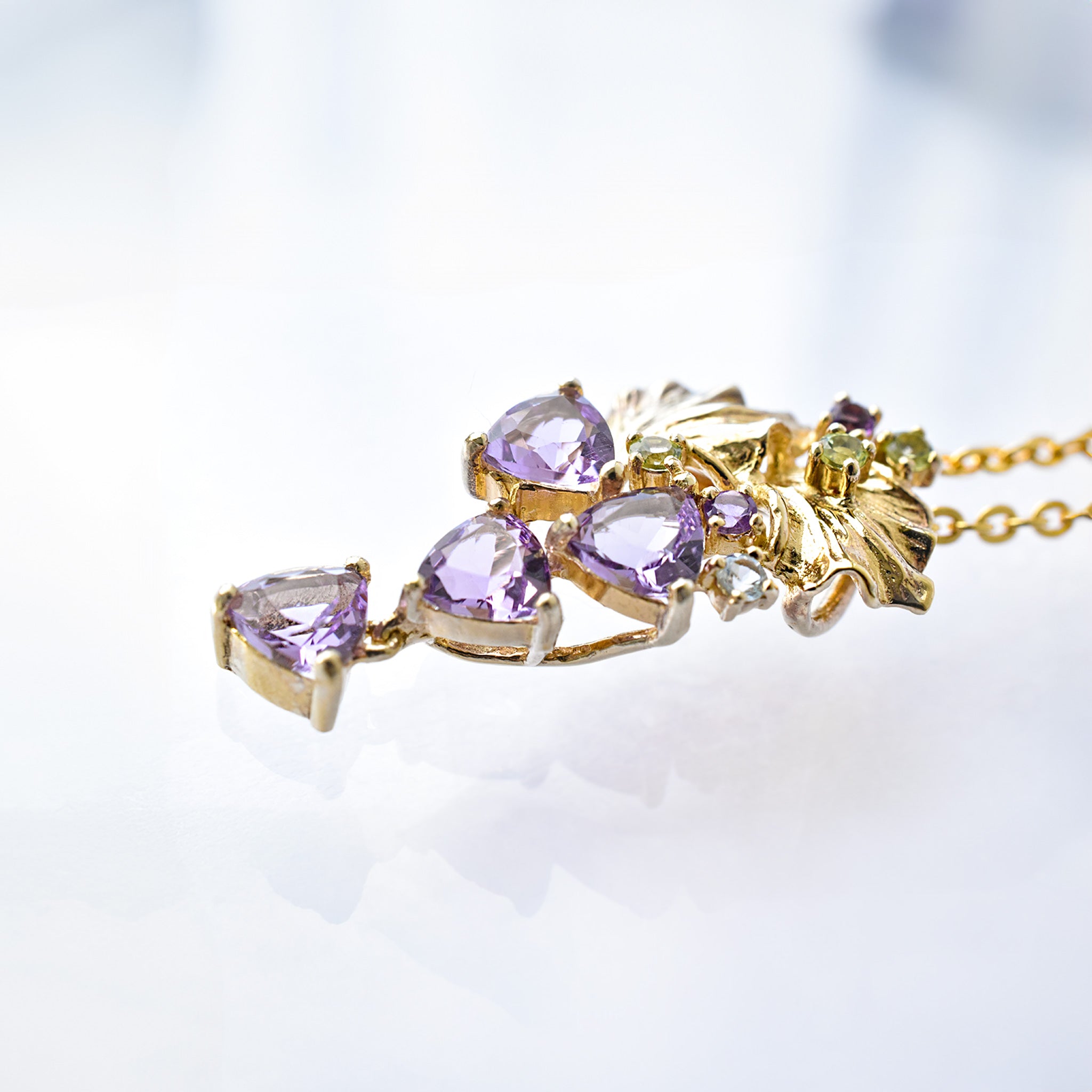 アメシスト/ペリドット シルバーネックレス(ブドウモチーフ)《25V03802》