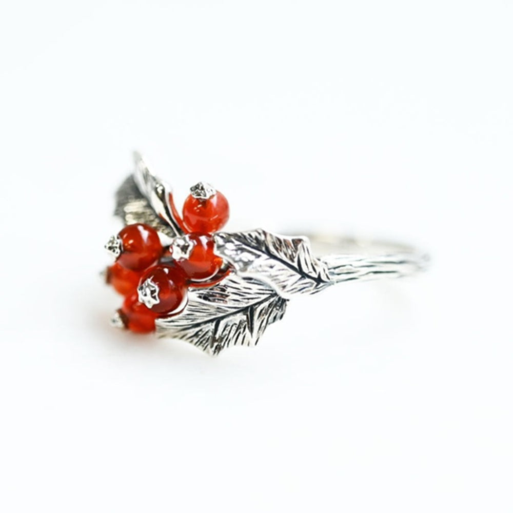 カーネリアン シルバーリング(木の実モチーフ)《25V03805》
