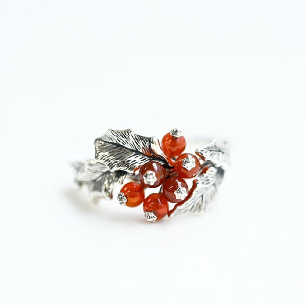 カーネリアン シルバーリング(木の実モチーフ)《25V03805》