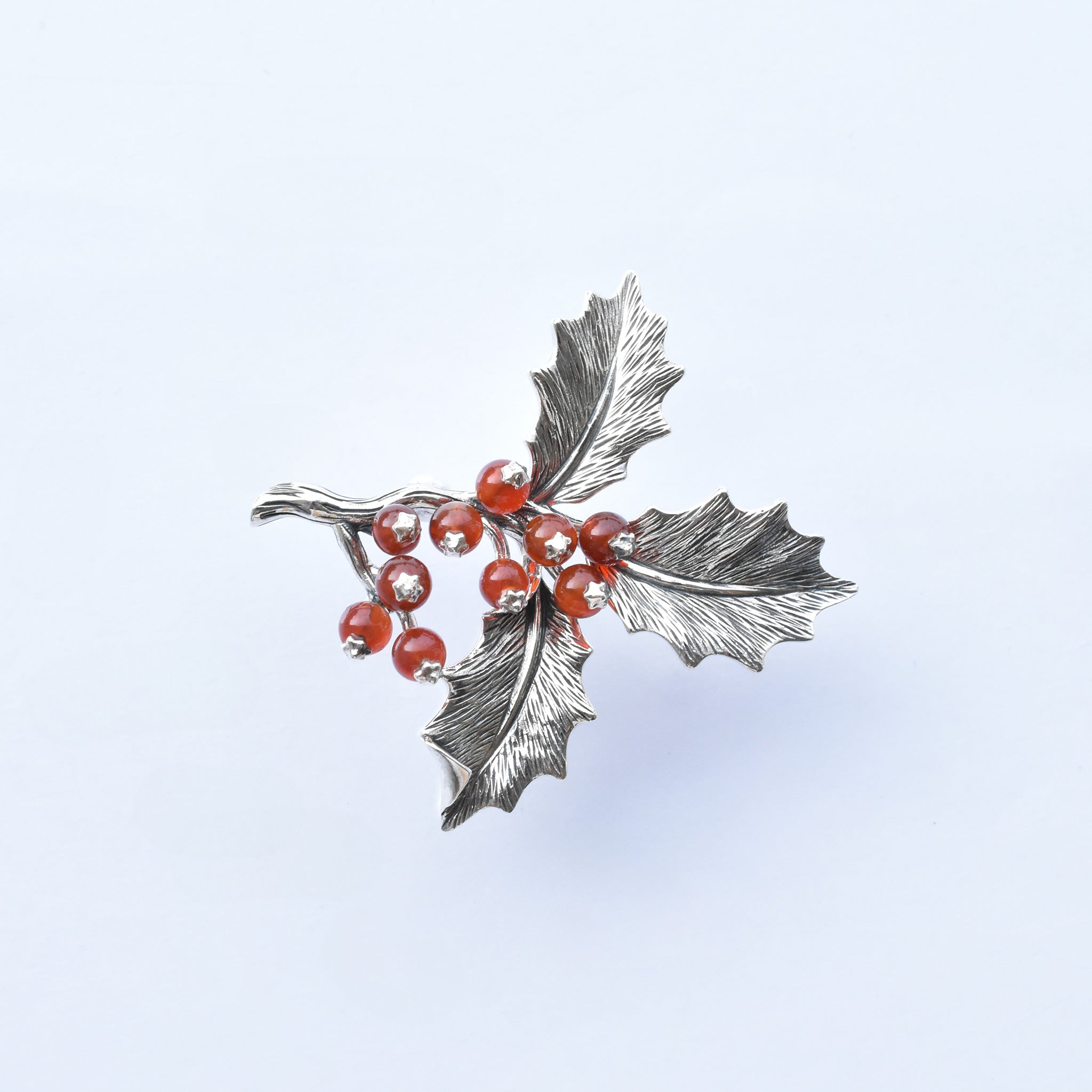 カーネリアン シルバーブローチ兼ペンダントトップ(木の実モチーフ)《25V03806》