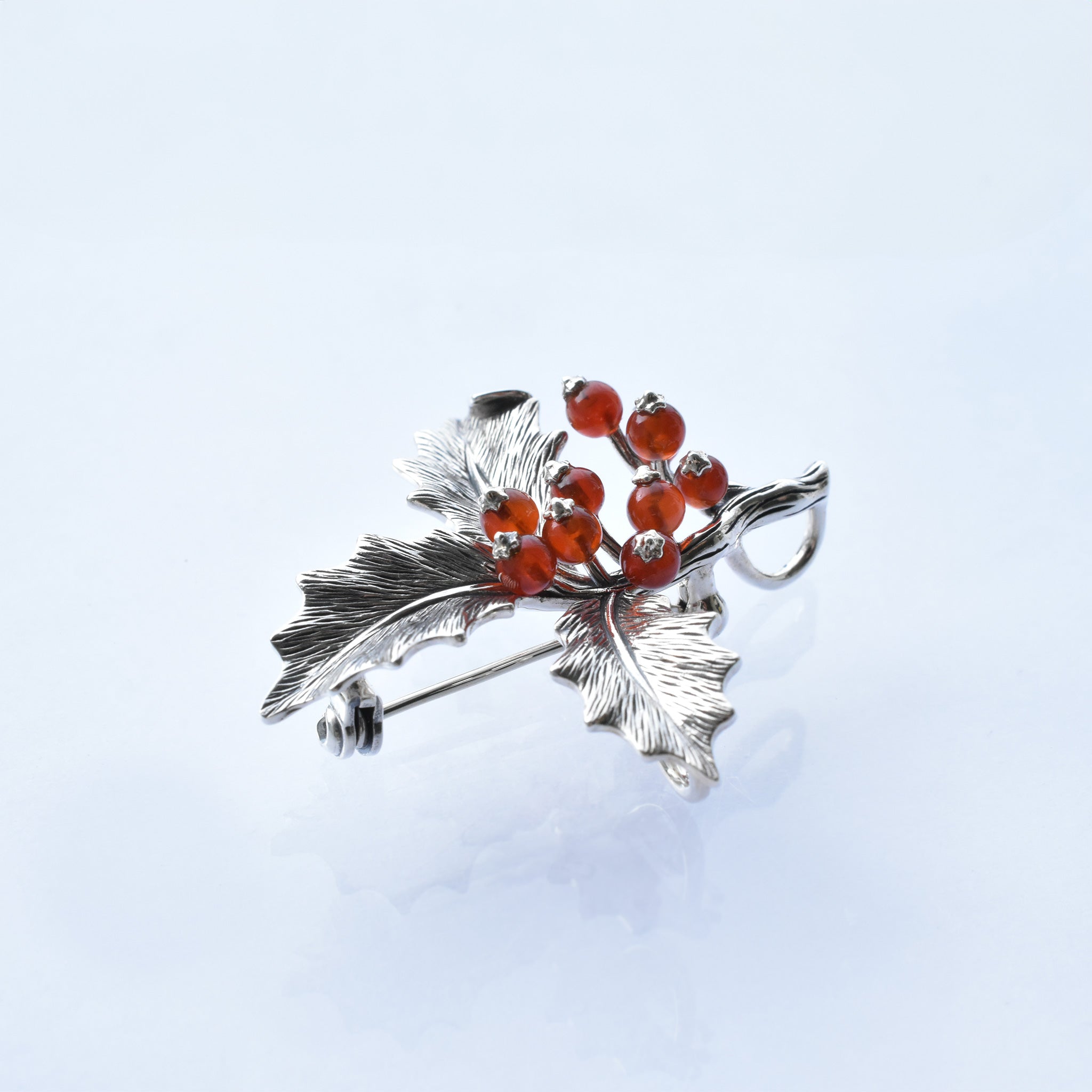 カーネリアン シルバーブローチ兼ペンダントトップ(木の実モチーフ)《25V03806》