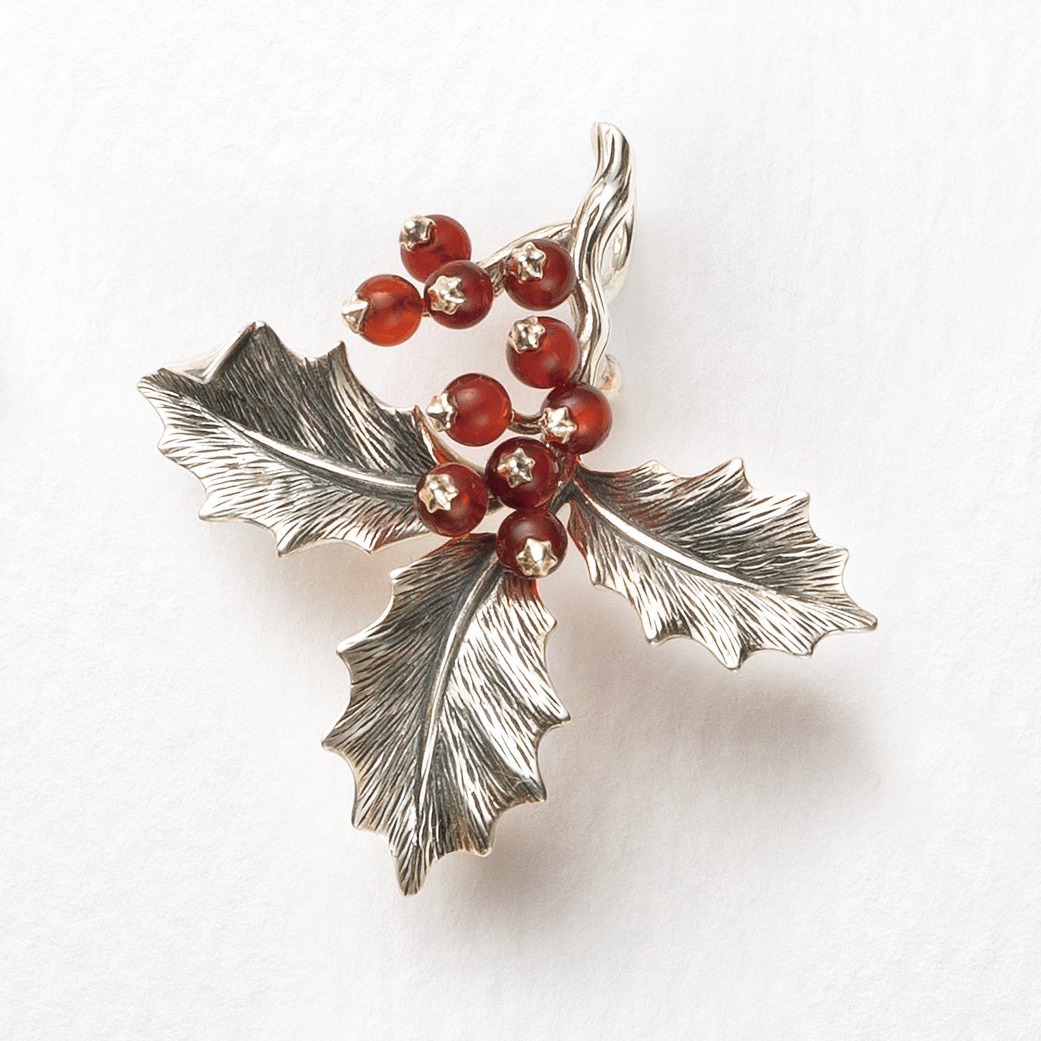 カーネリアン シルバーブローチ兼ペンダントトップ(木の実モチーフ)《25V03806》