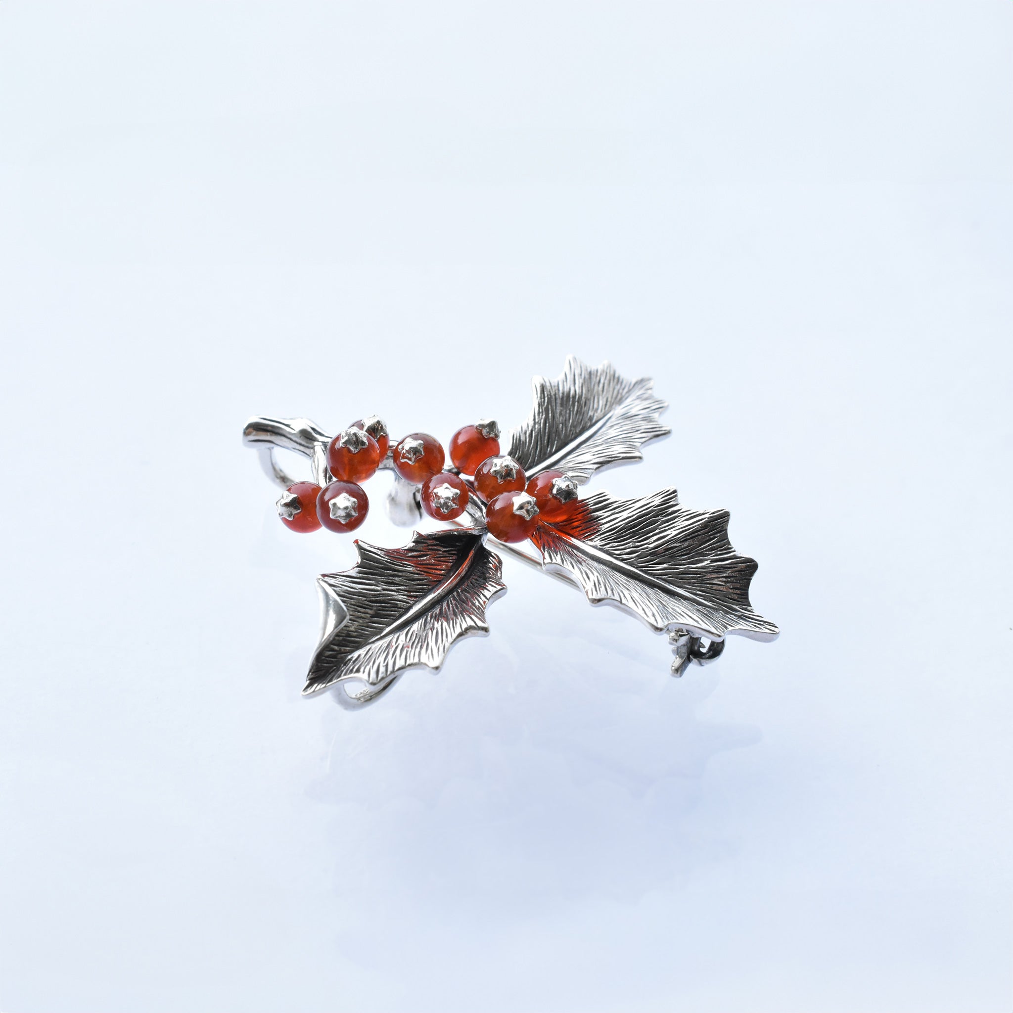 カーネリアン シルバーブローチ兼ペンダントトップ(木の実モチーフ)《25V03806》