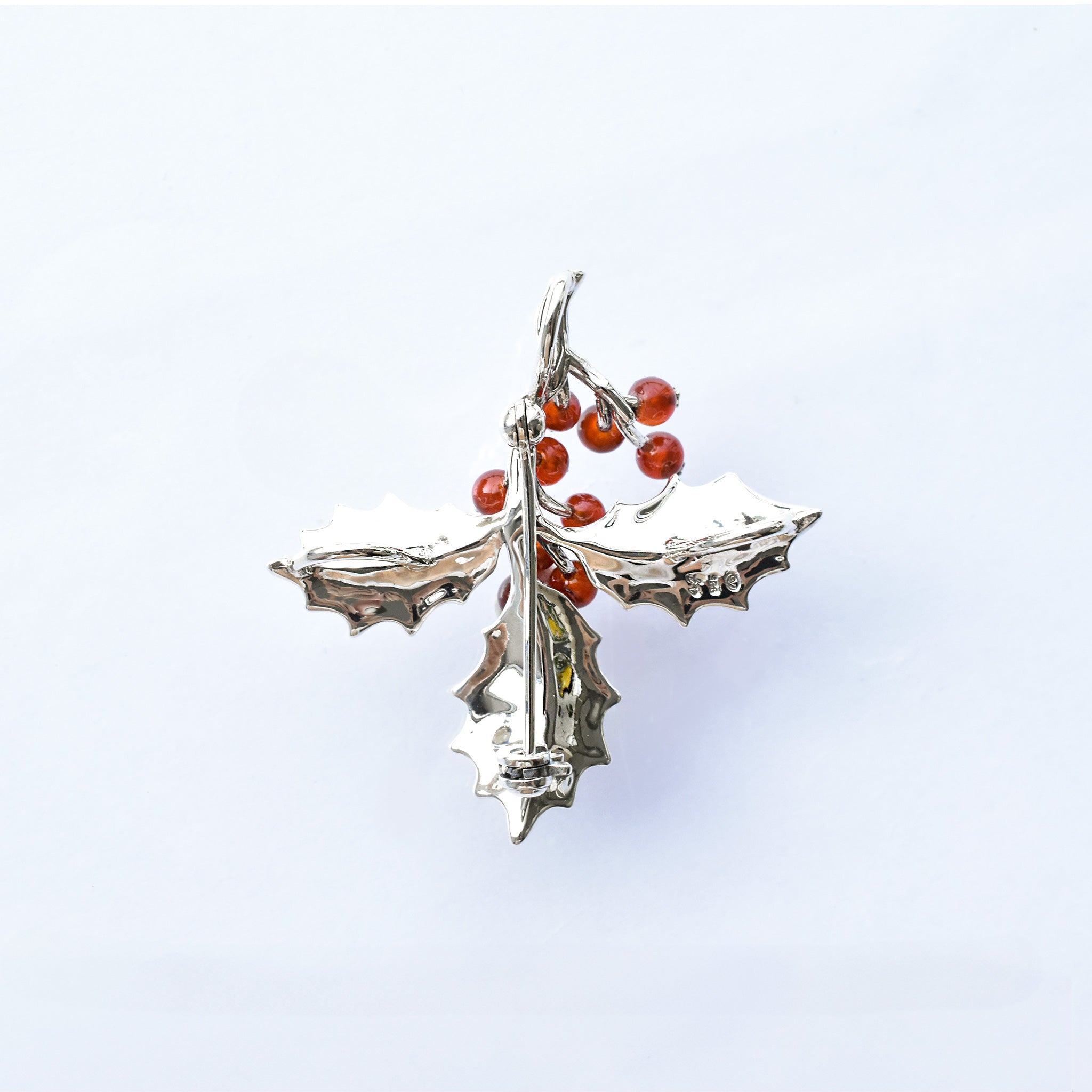 カーネリアン シルバーブローチ兼ペンダントトップ(木の実モチーフ)《25V03806》
