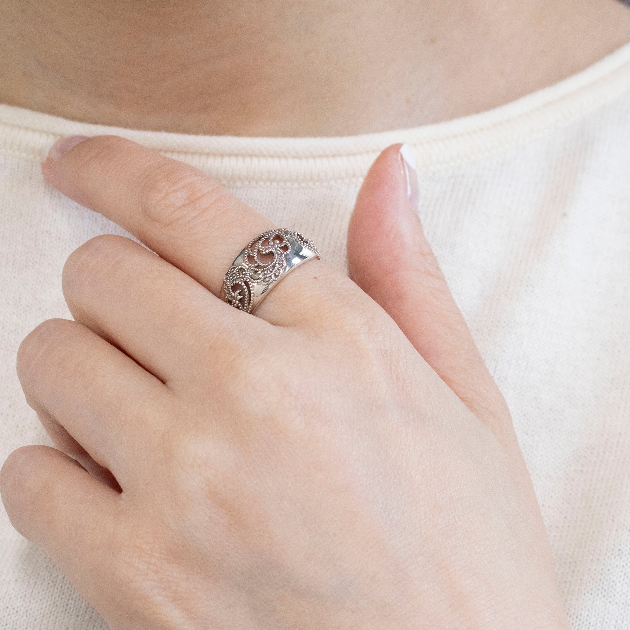 マルカジット シルバーリング(ミル打ち風)《25V03807》